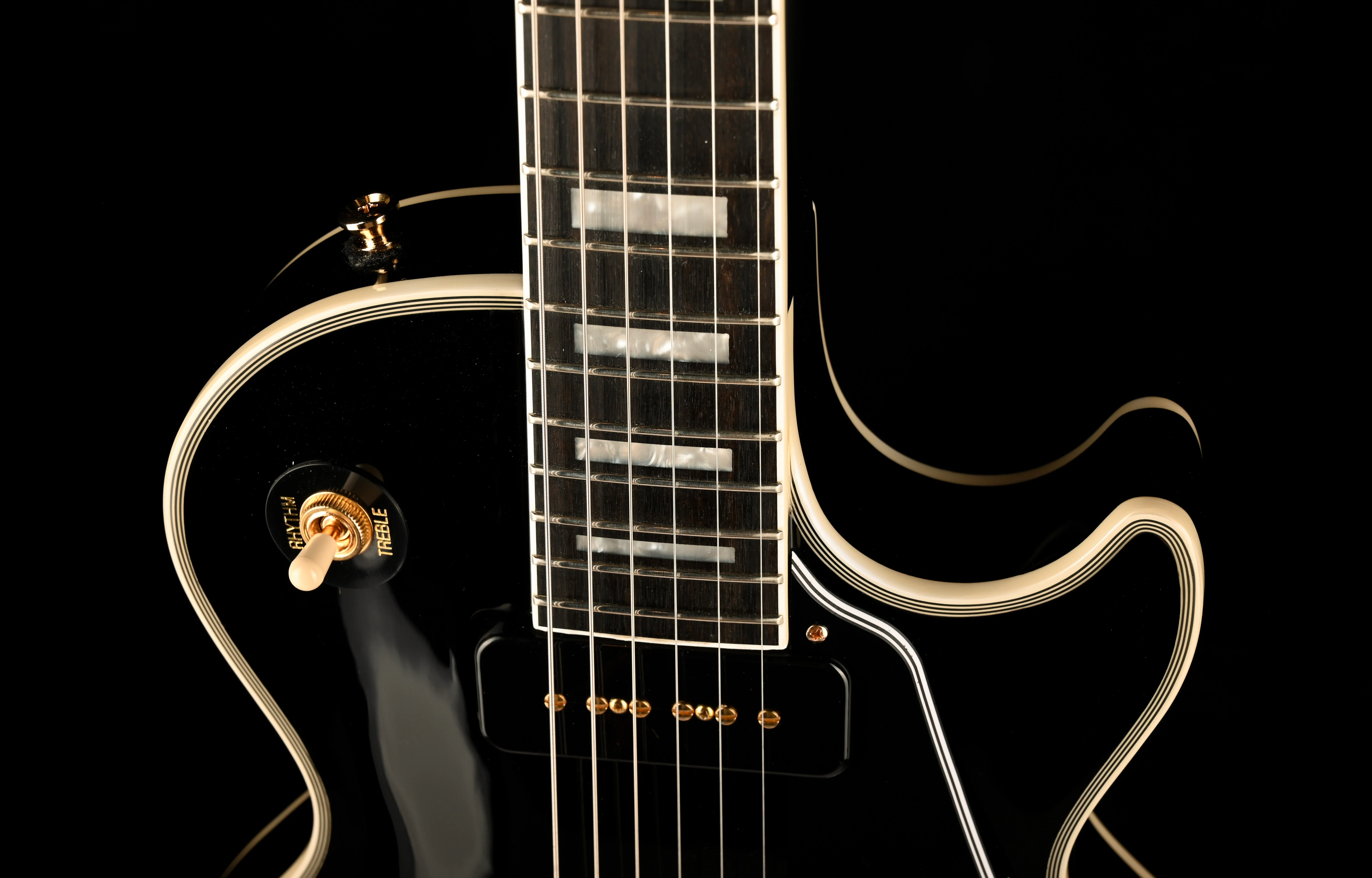 Used Epiphone Limited Edition Les Paul Custom P90 Ebony with OHSC - Image 3