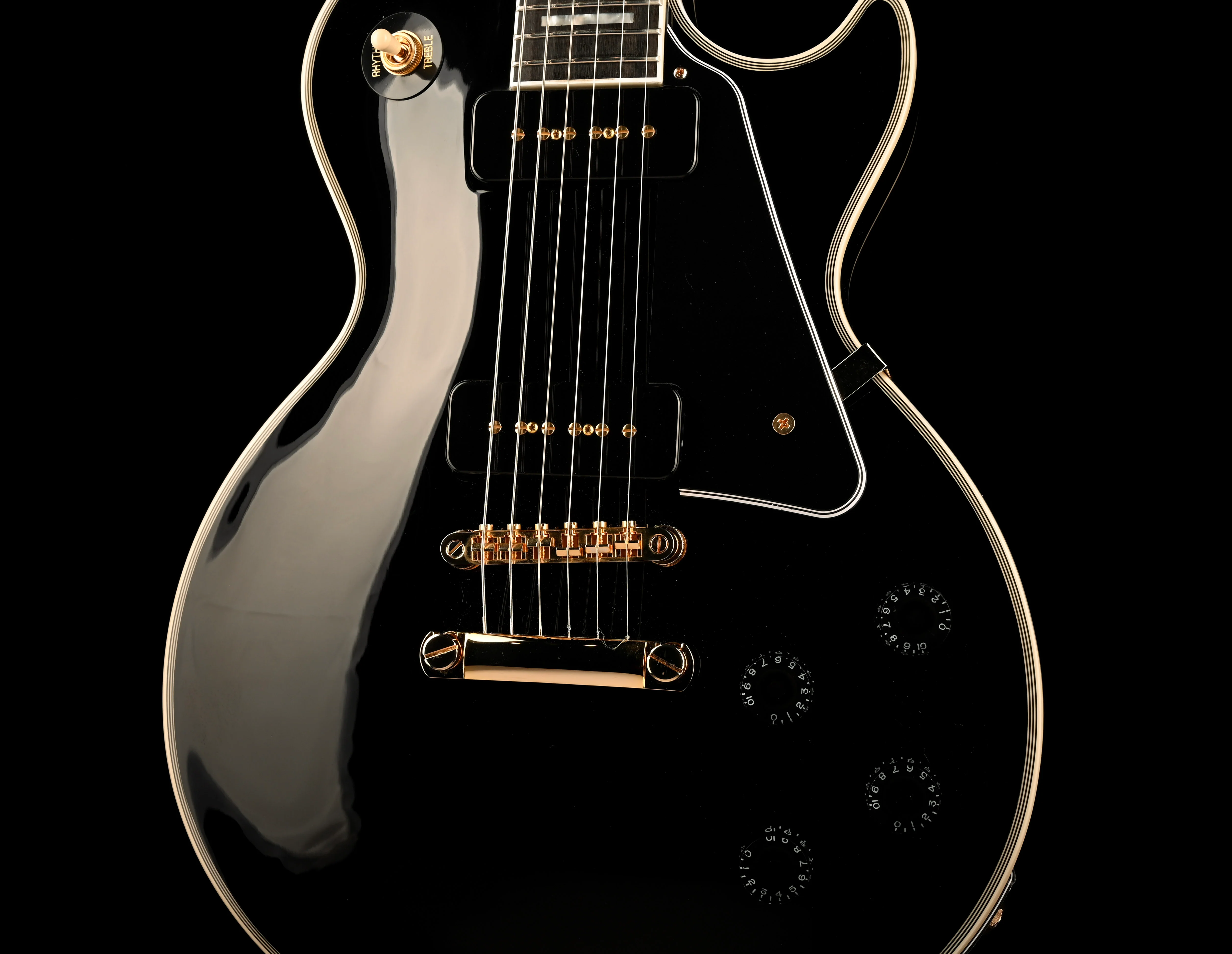 Used Epiphone Limited Edition Les Paul Custom P90 Ebony with OHSC - Image 6
