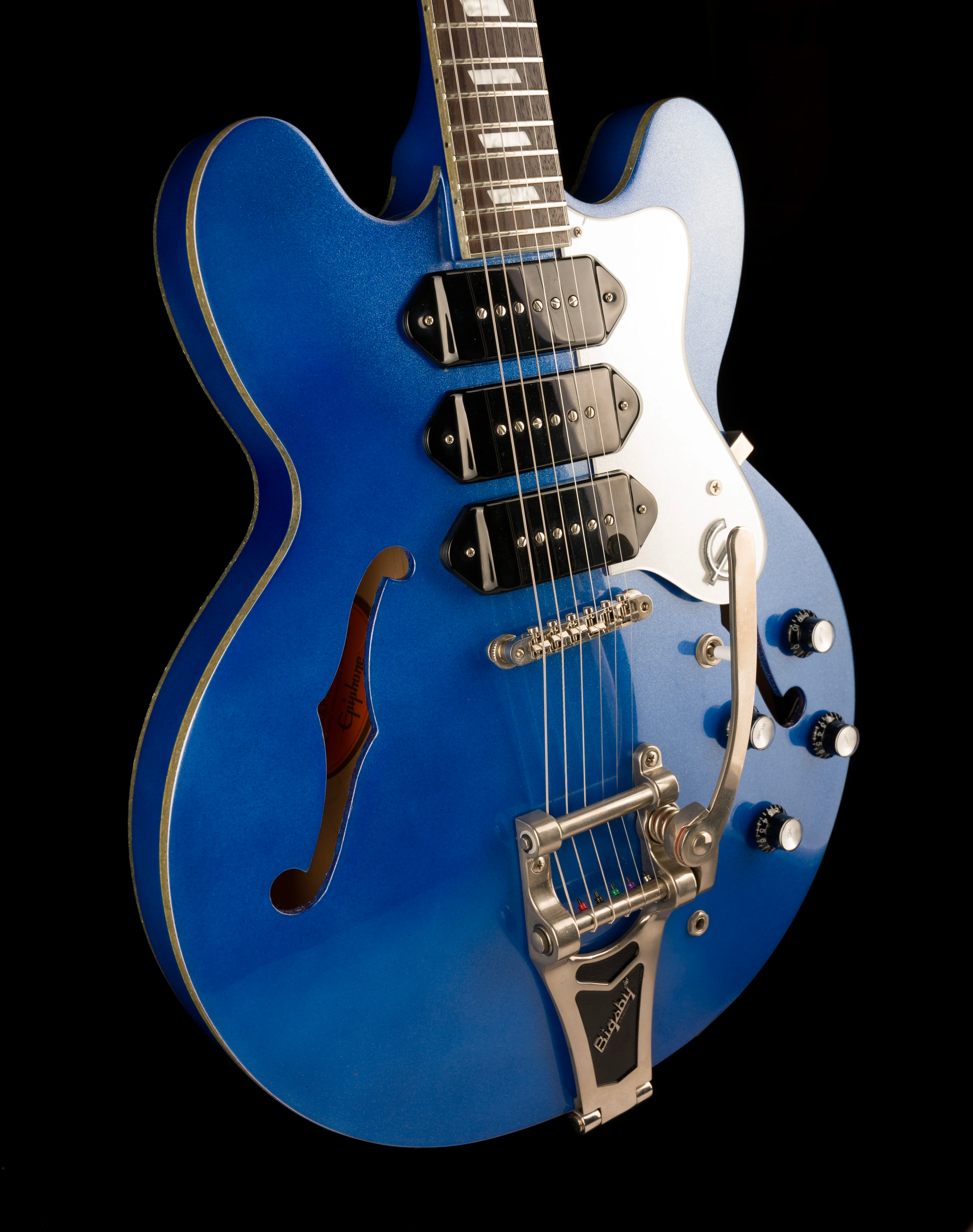 Used Epiphone Limited Edition Riviera Custom P93 Royale Chicago Blue Pearl with Gig Bag - Image 10