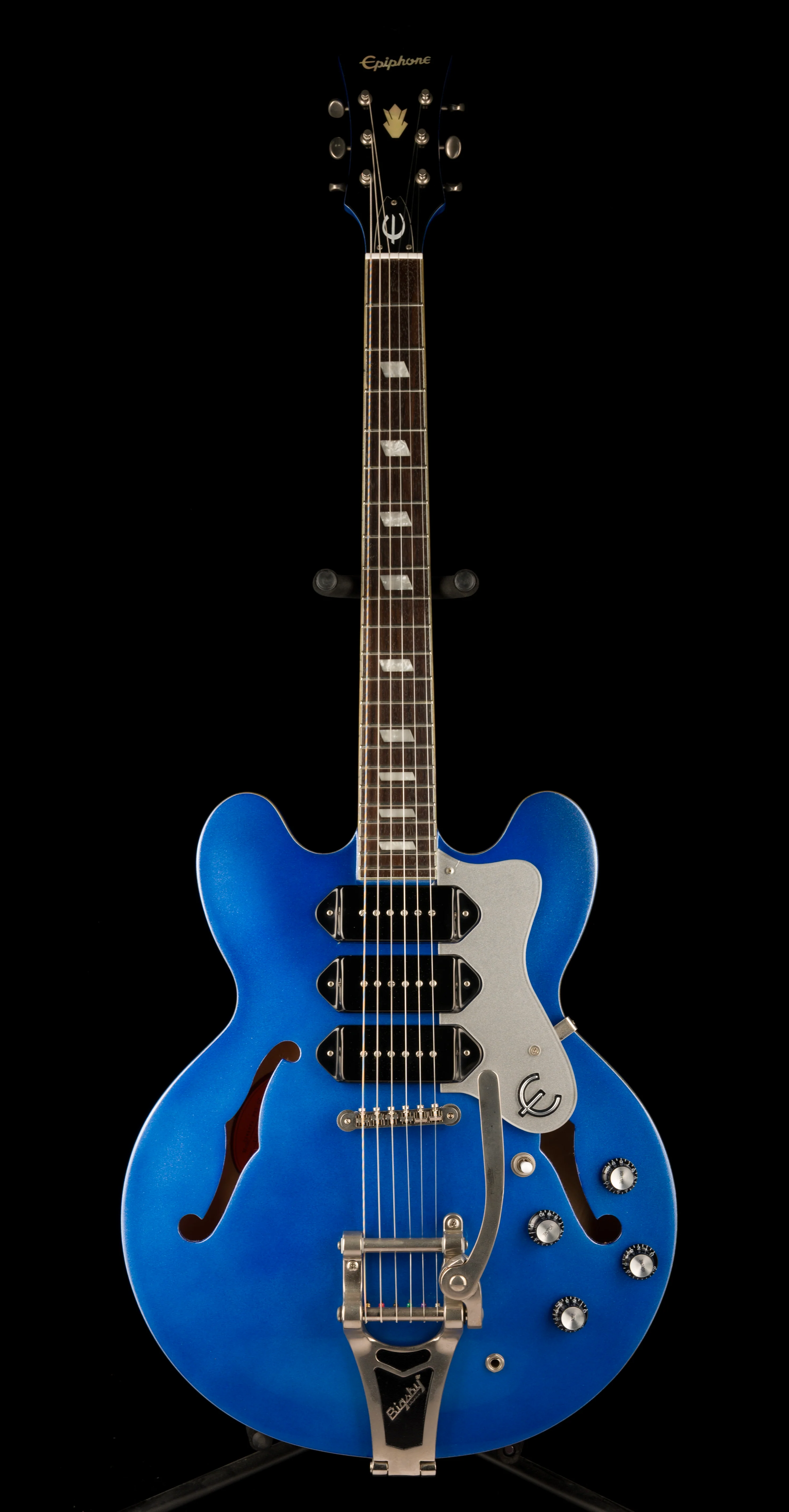Used Epiphone Limited Edition Riviera Custom P93 Royale Chicago Blue Pearl with Gig Bag - Image 2