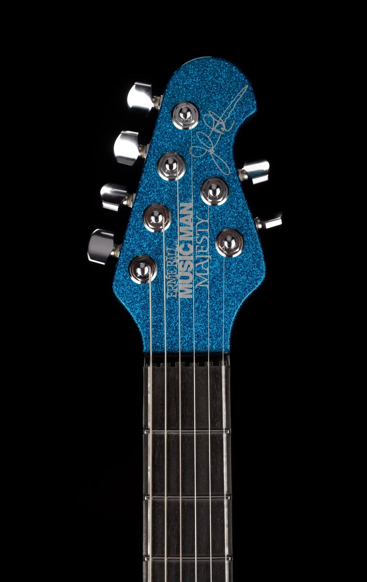 Used Ernie Ball Music Man Ball Family Reserve John Petrucci Signed Majesty 6 Marine Blue Sparkle with OHSC - Image 16