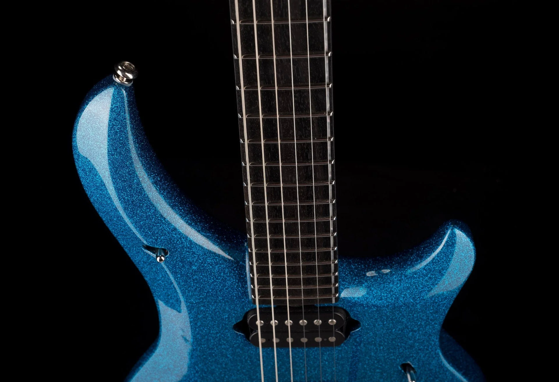 Used Ernie Ball Music Man Ball Family Reserve John Petrucci Signed Majesty 6 Marine Blue Sparkle with OHSC - Image 3