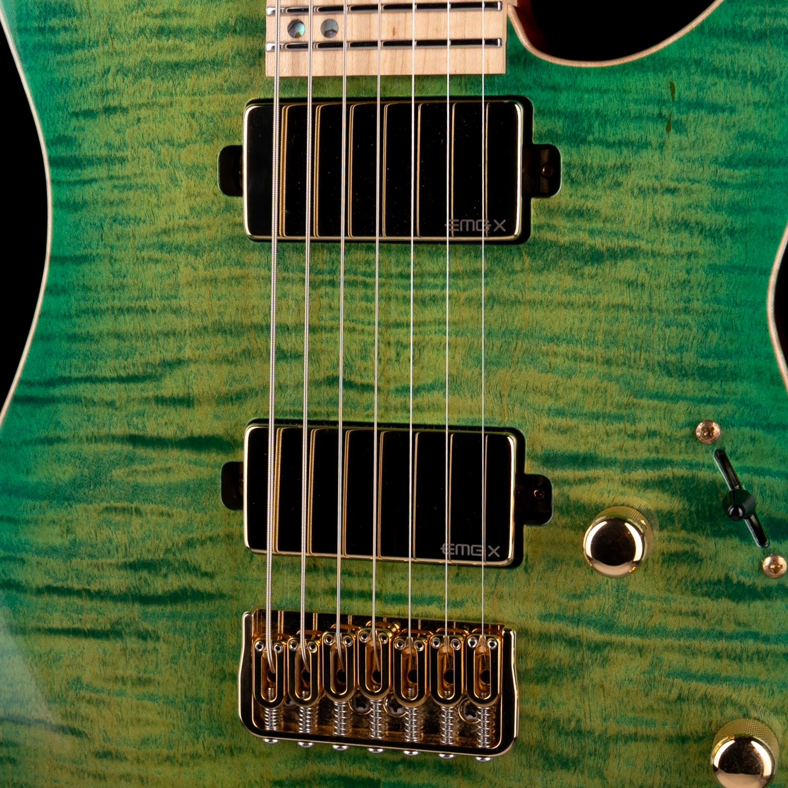 Used ESP USA Custom M-7 HT 7-String Lime Burst with OHSC - Image 4