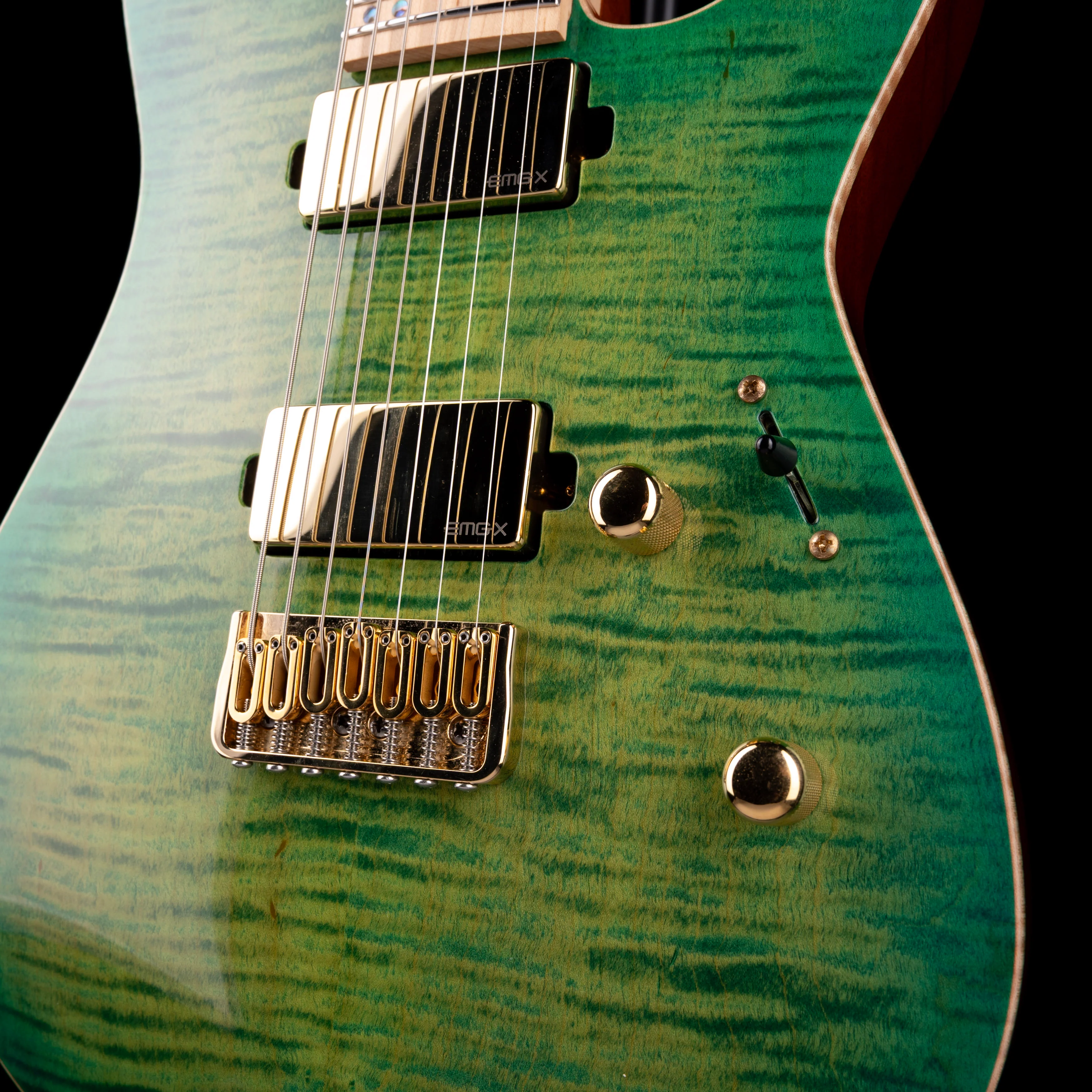 Used ESP USA Custom M-7 HT 7-String Lime Burst with OHSC - Image 5
