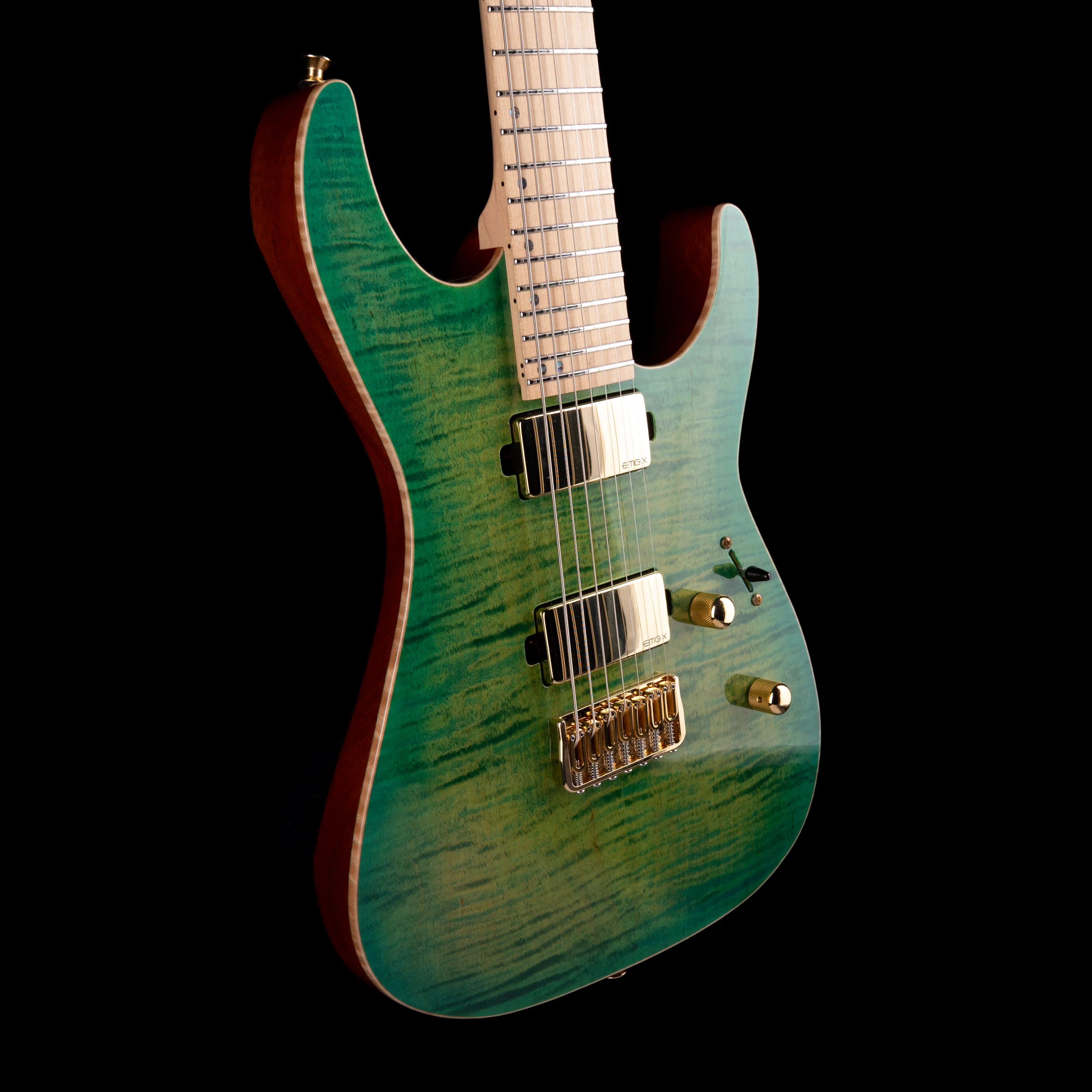 Used ESP USA Custom M-7 HT 7-String Lime Burst with OHSC - Image 6