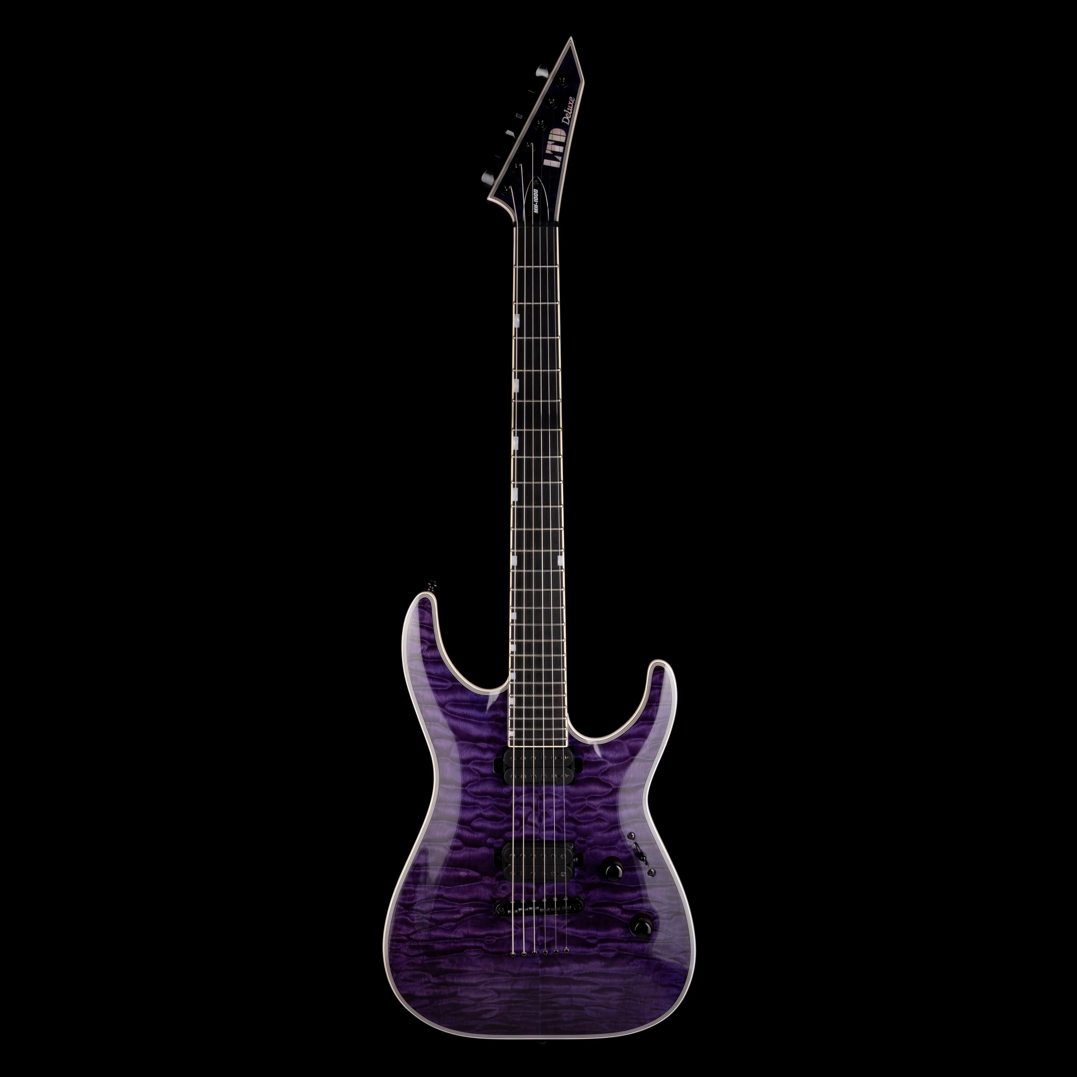 Used ESP LTD Deluxe MT-1000NT QM See Thru Purple Electric Guitar - Image 2