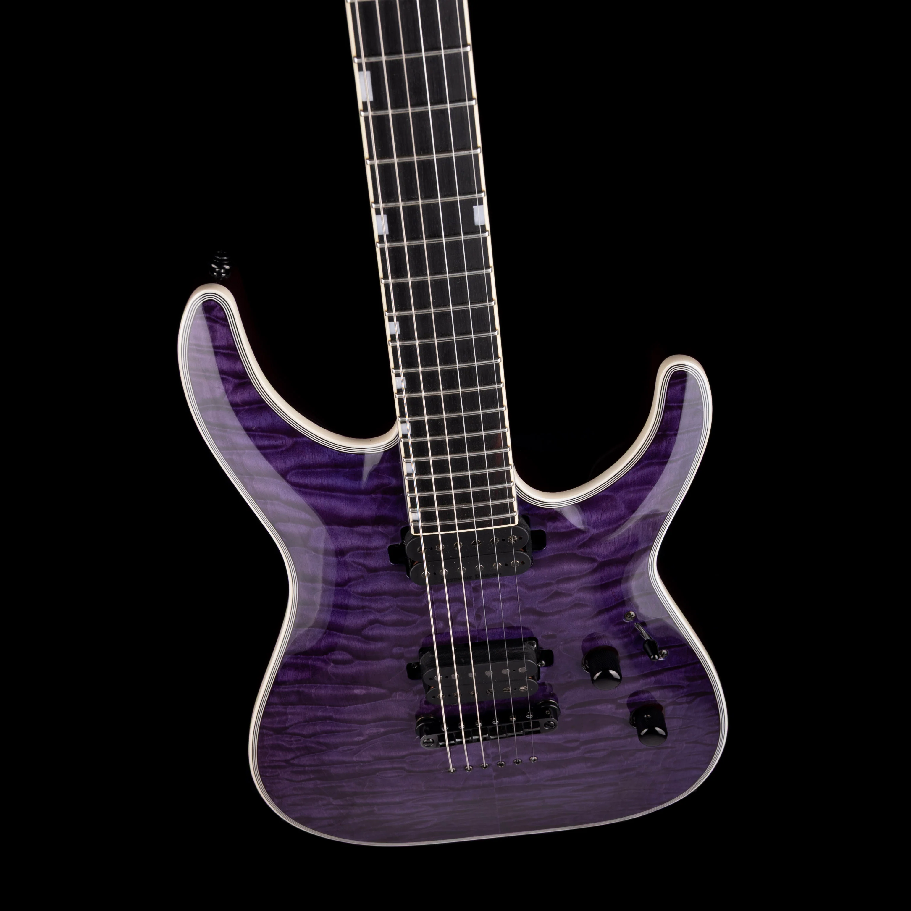 Used ESP LTD Deluxe MT-1000NT QM See Thru Purple Electric Guitar - Image 3