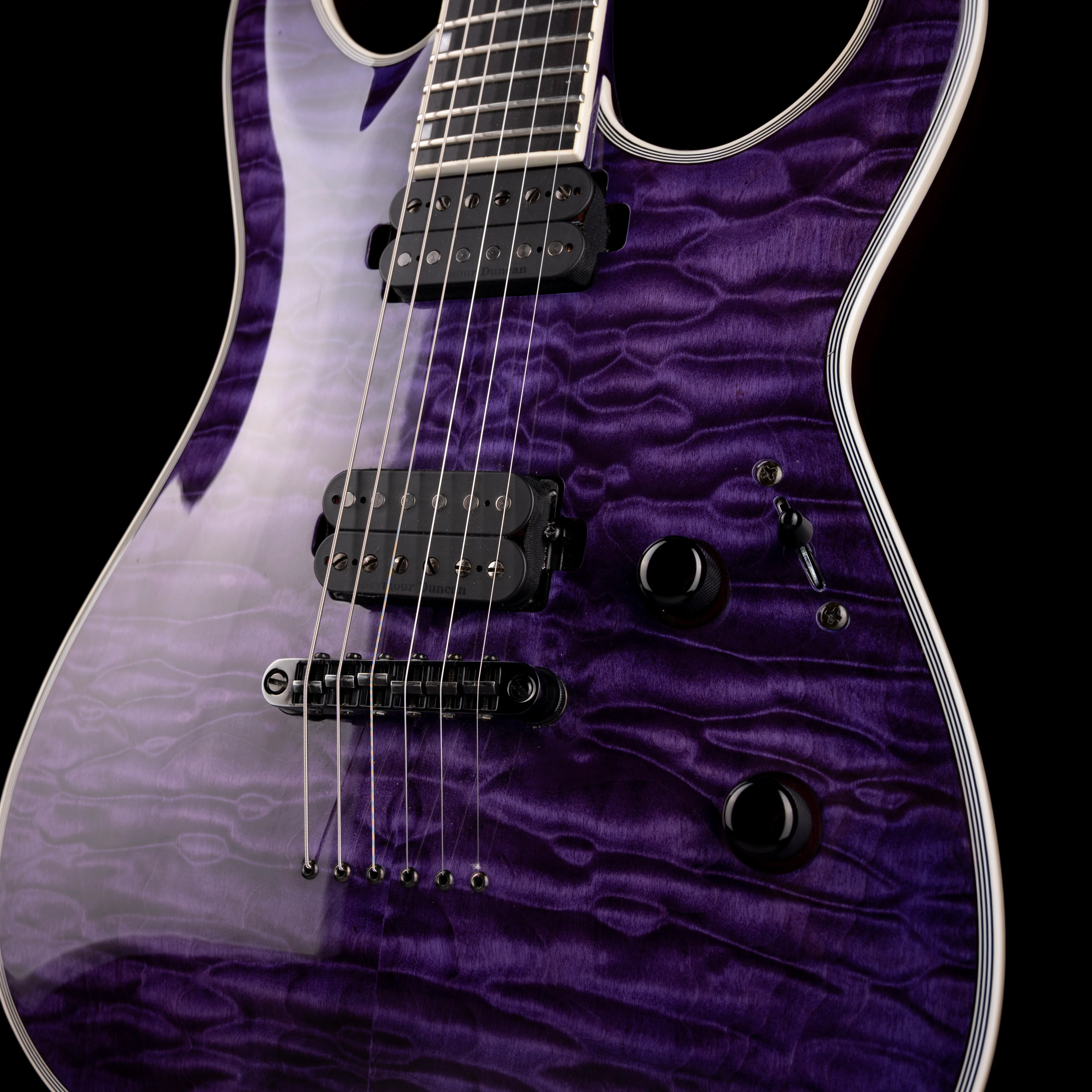 Used ESP LTD Deluxe MT-1000NT QM See Thru Purple Electric Guitar - Image 5