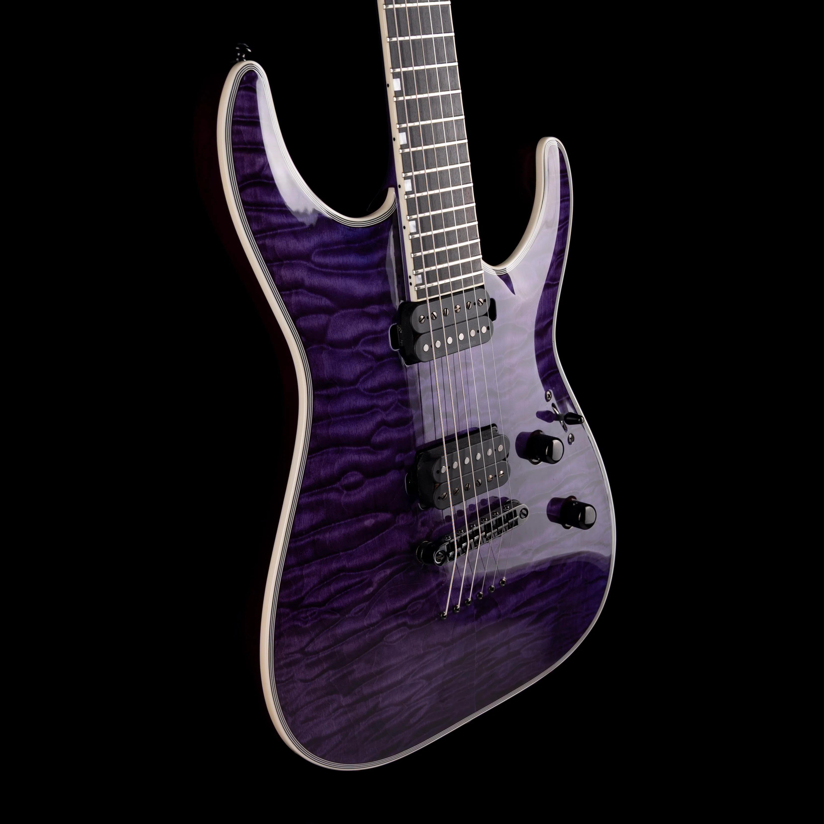 Used ESP LTD Deluxe MT-1000NT QM See Thru Purple Electric Guitar - Image 6