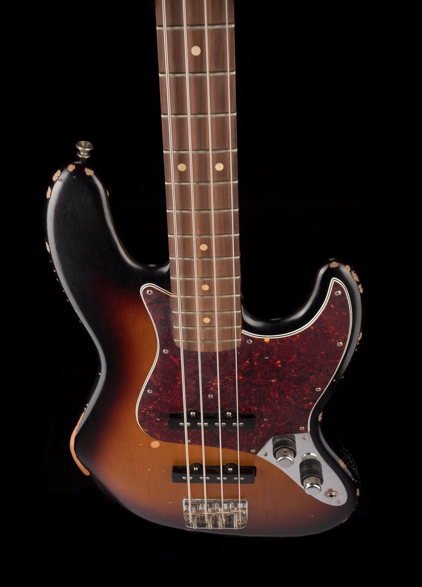 Used 2018 Fender 60th Anniversary Road Worn Jazz Bass 3-Tone Sunburst with OHSC - Image 4