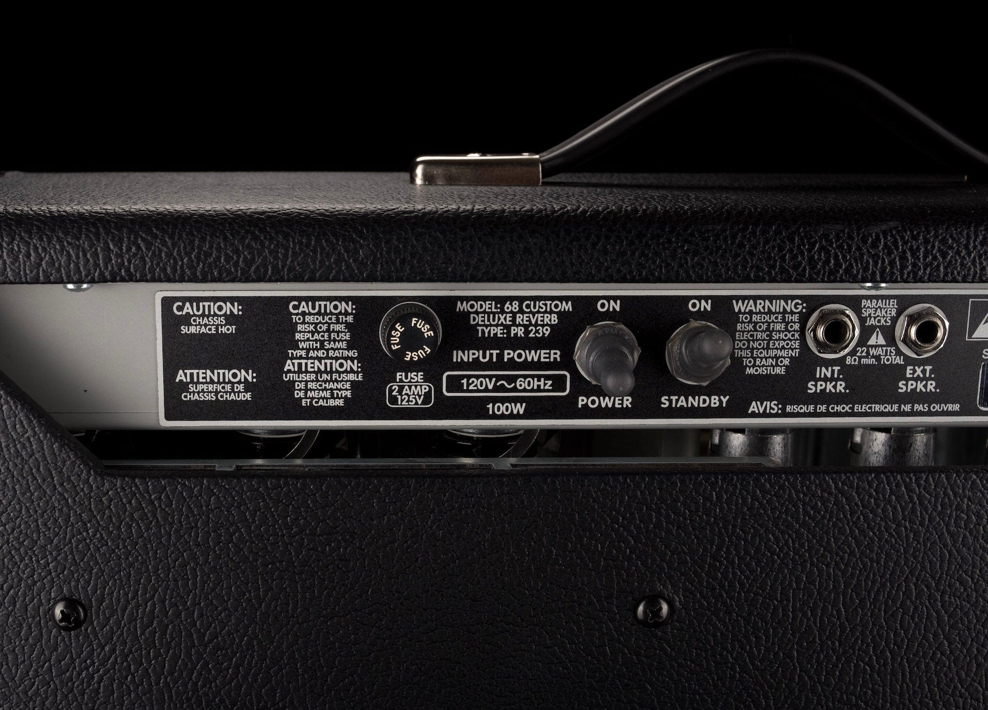 Used Fender ’68 Custom Deluxe Reverb Guitar Amp Combo with Footswitch - Image 11