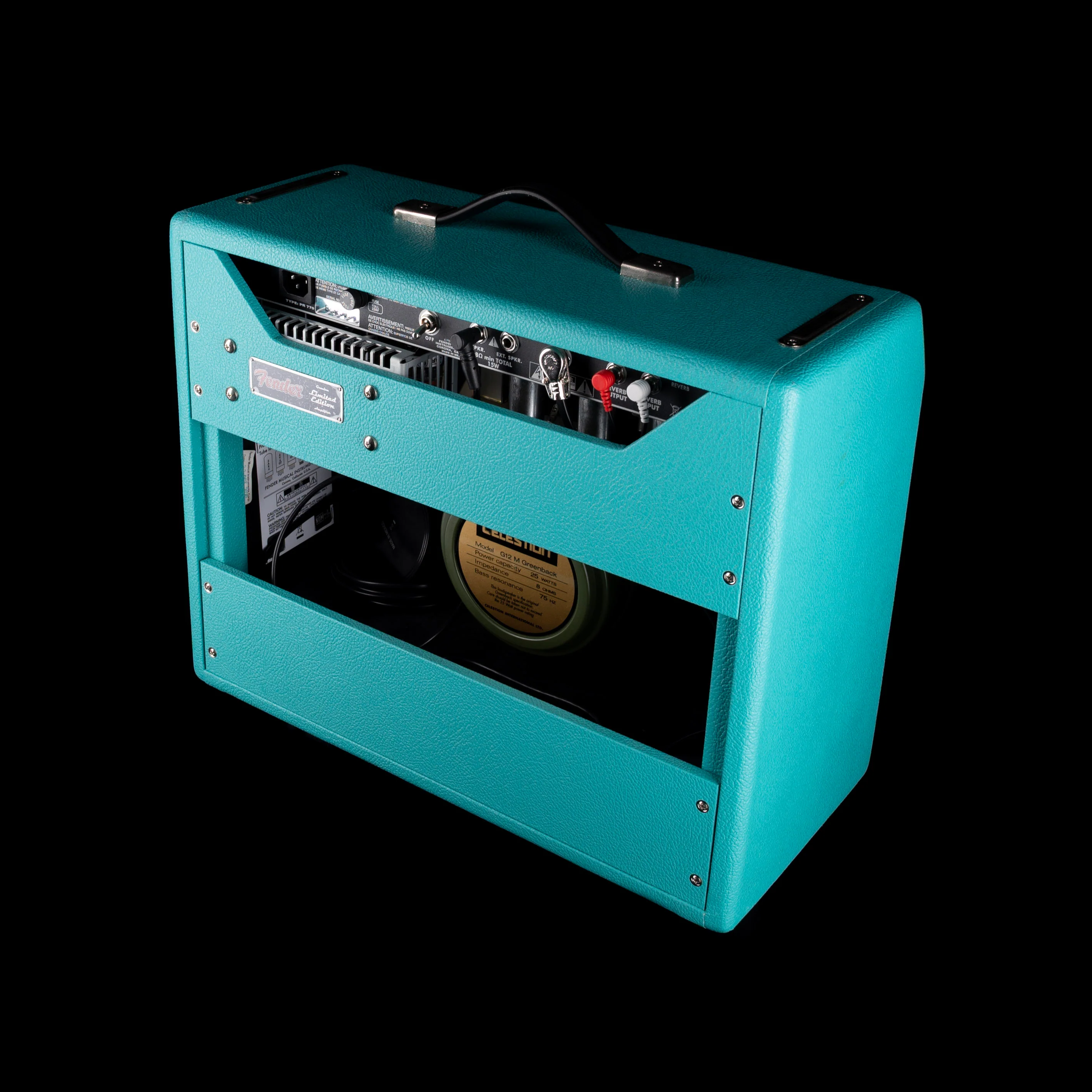 Used Fender '68 Custom Princeton Reverb Surf Green Guitar Amp Combo with Footswitch - Image 12