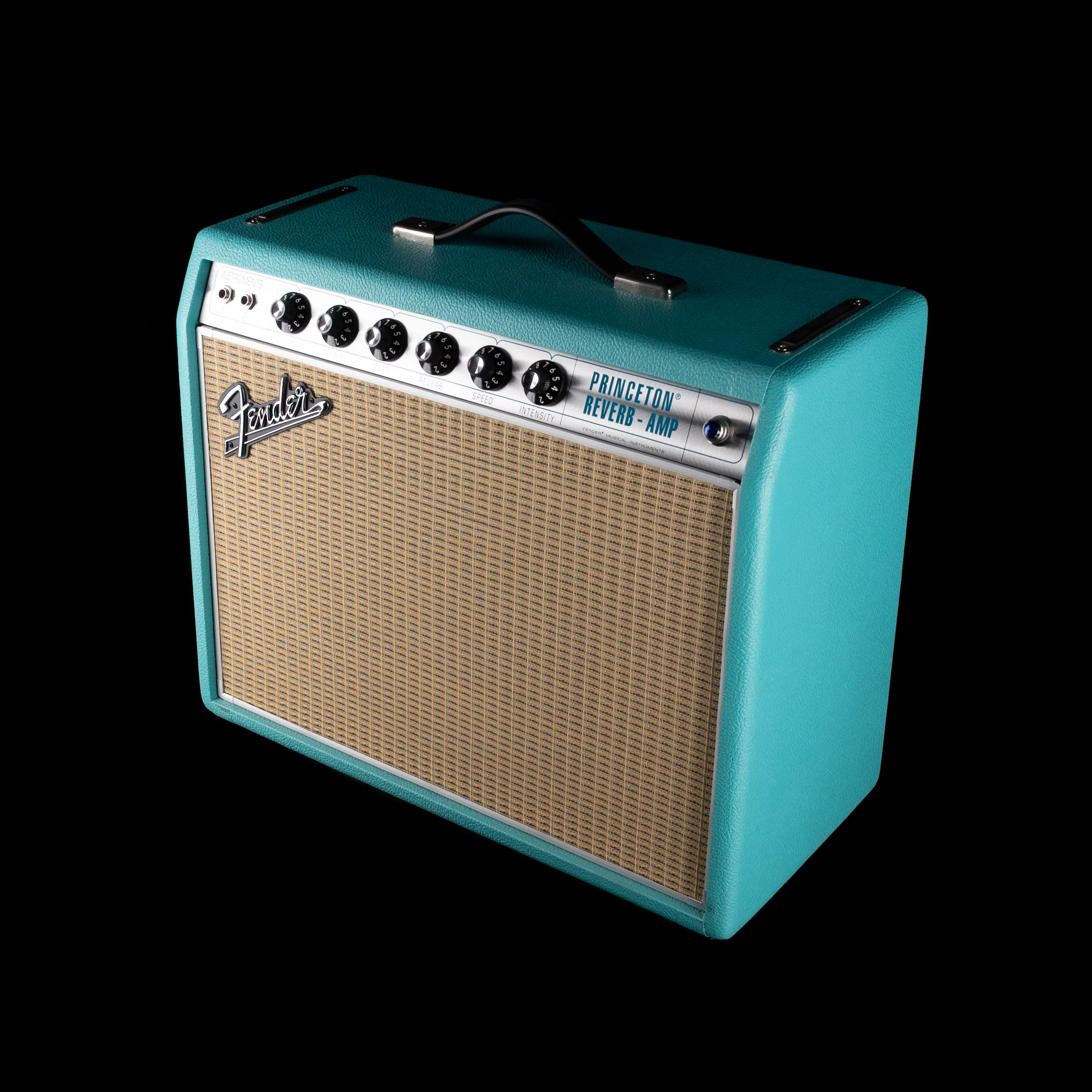 Used Fender '68 Custom Princeton Reverb Surf Green Guitar Amp Combo with Footswitch - Image 2