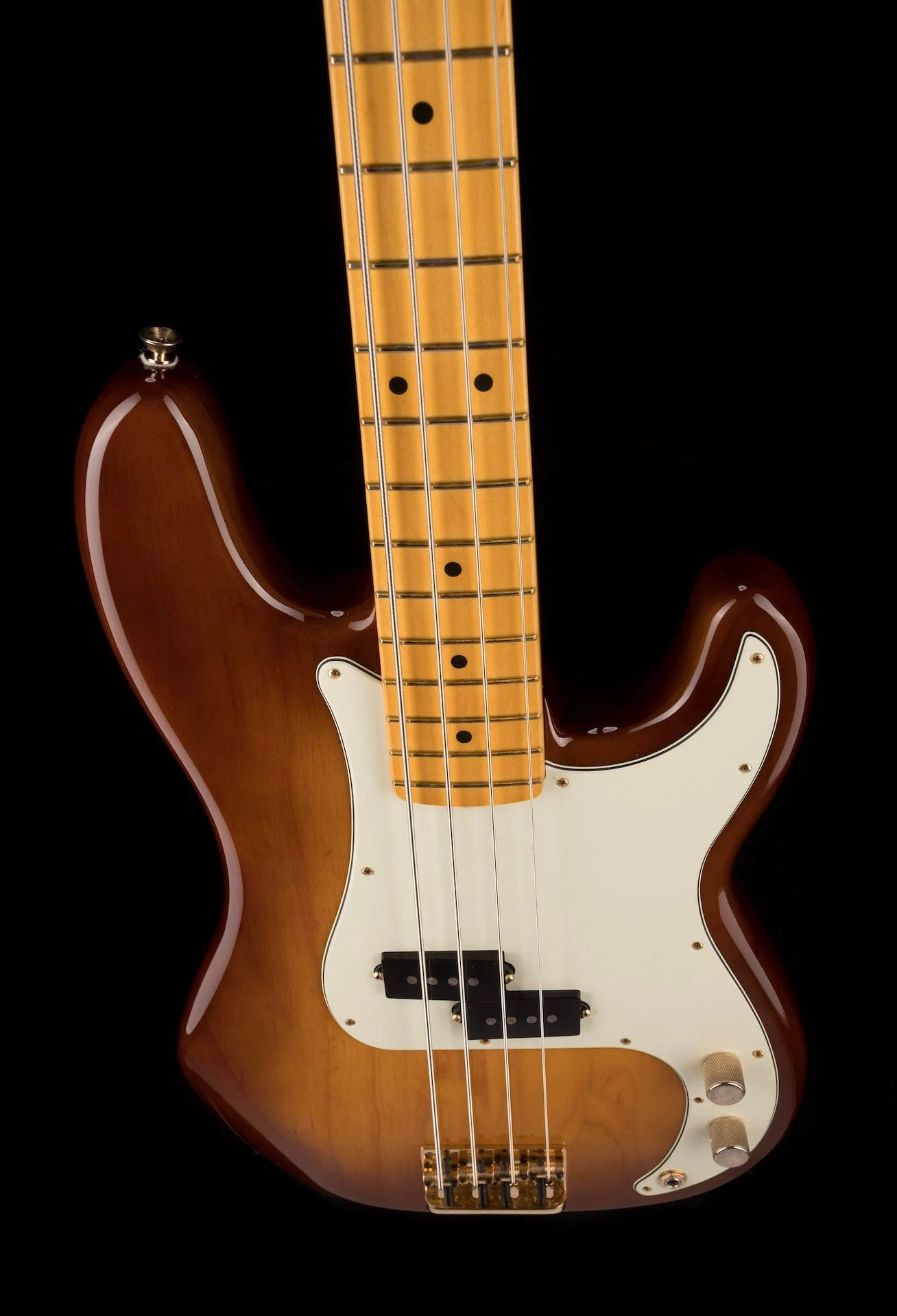 Used Fender 75th Anniversary Commemorative Precision Bass 2-Color Bourbon Burst with OHSC - Image 4