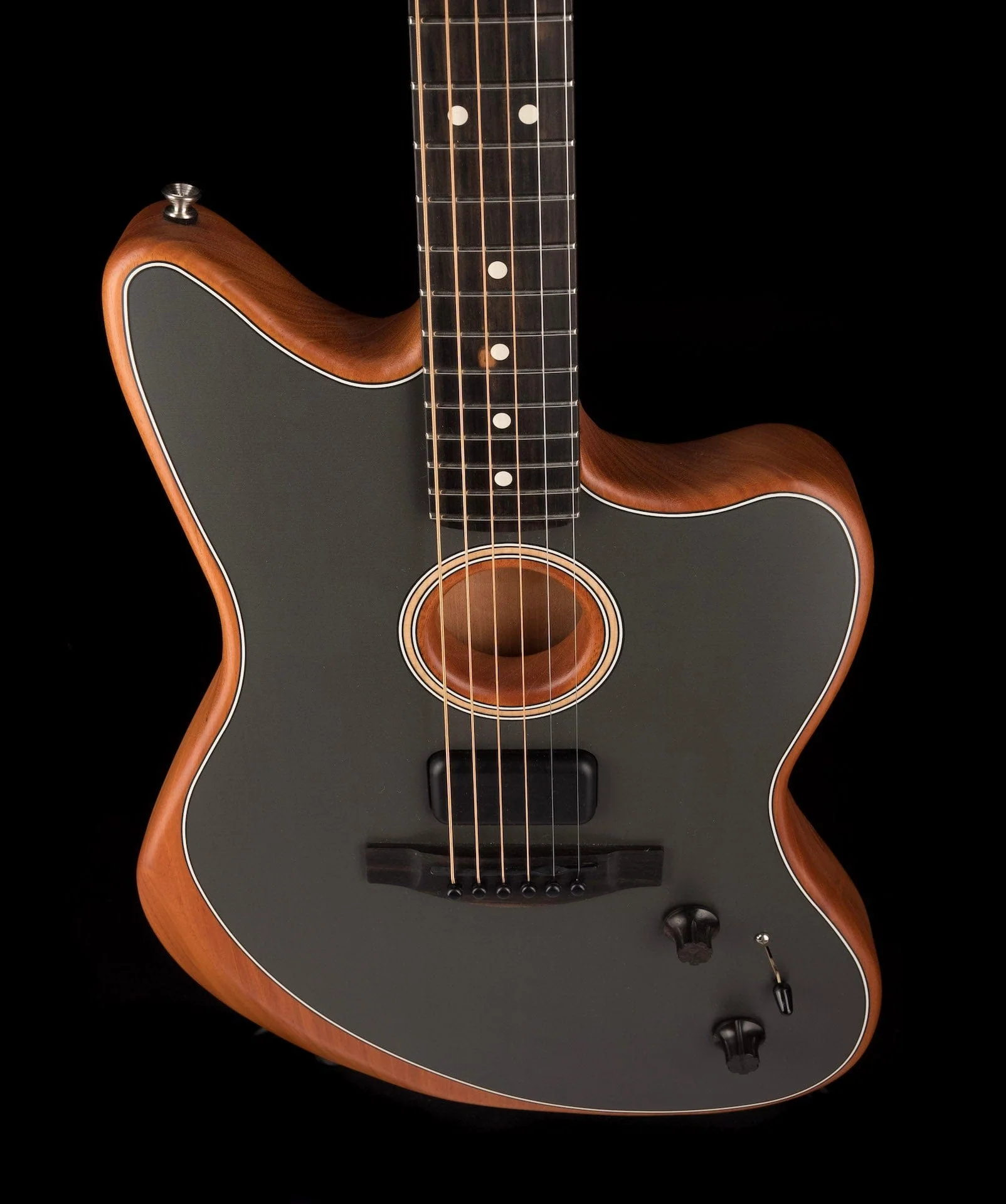 Used Fender Acoustasonic Jazzmaster Tungsten With Gig Bag - Image 4