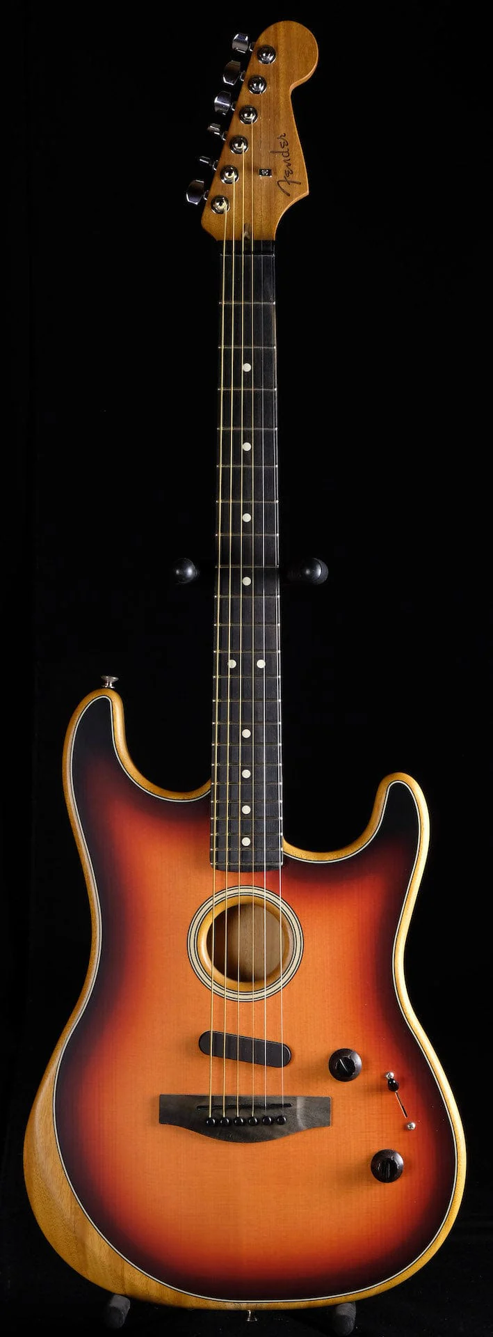 Used Fender American Acoustasonic Stratocaster Ebony Fingerboard Sunburst Guitar - Image 2