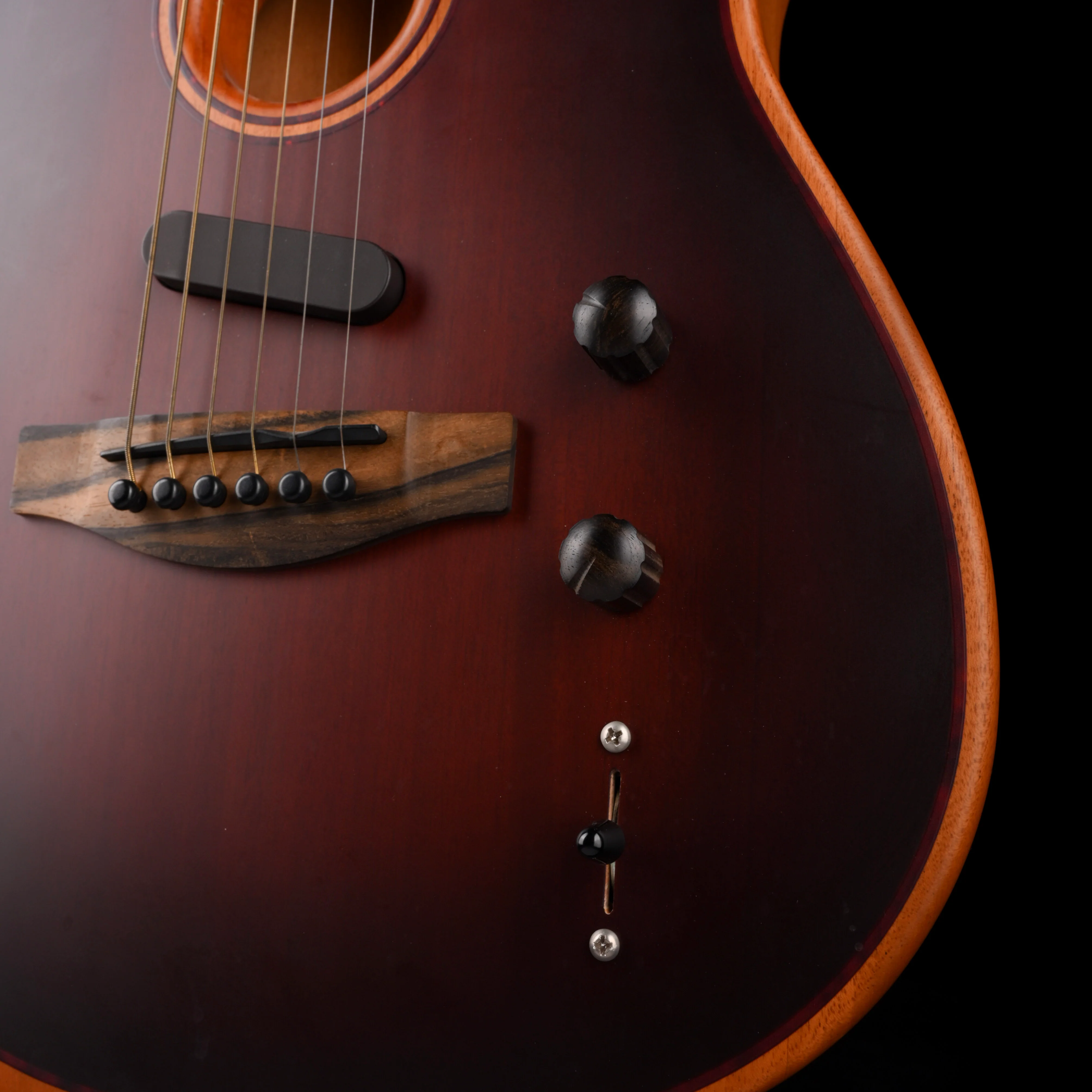 Used Fender American Acoustasonic Telecaster All-Mahogany Bourbon Burst With Gig Bag - Image 5