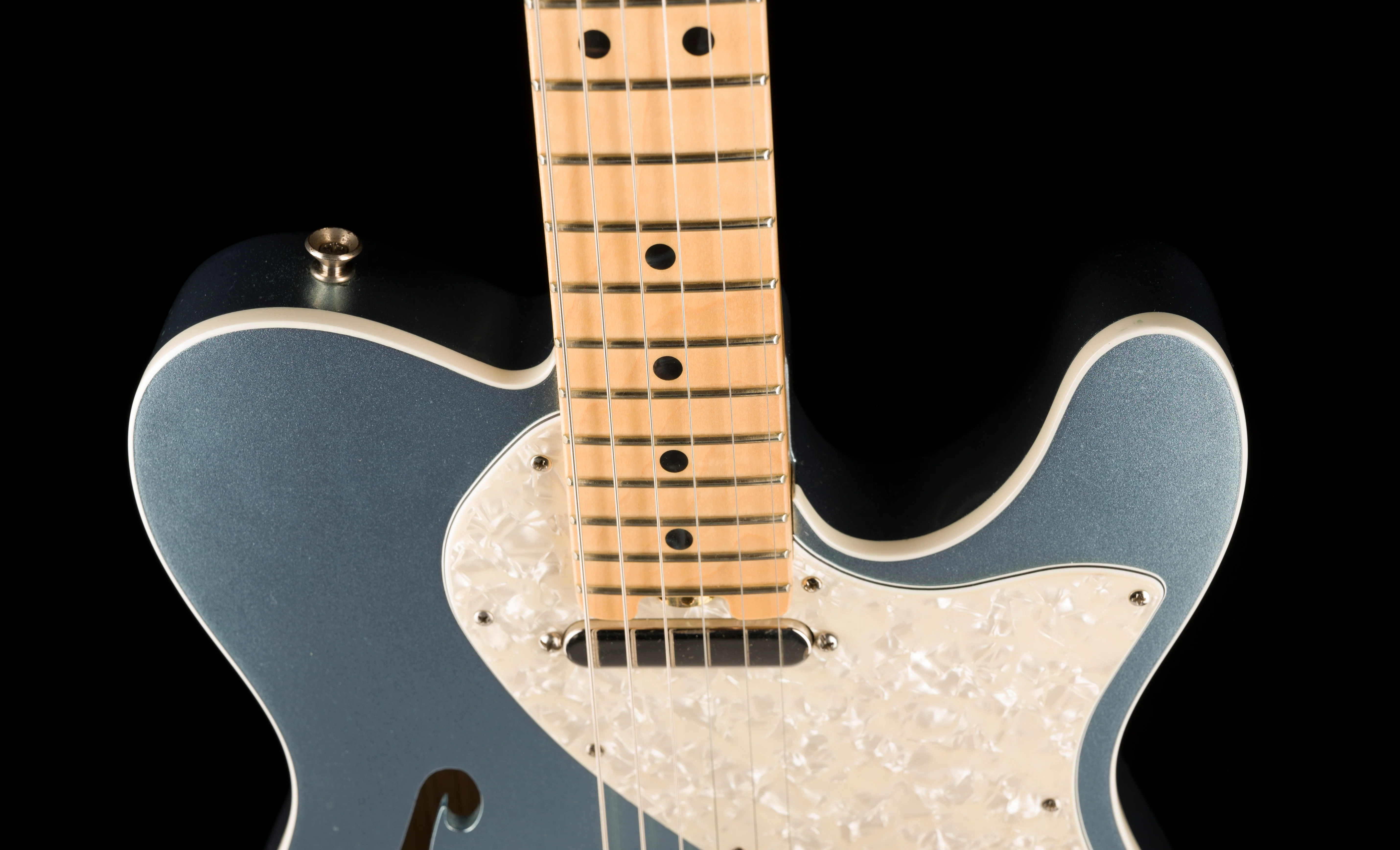 Used Fender American Elite Telecaster Thinline Mystic Blue Ice with OHSC - Image 3