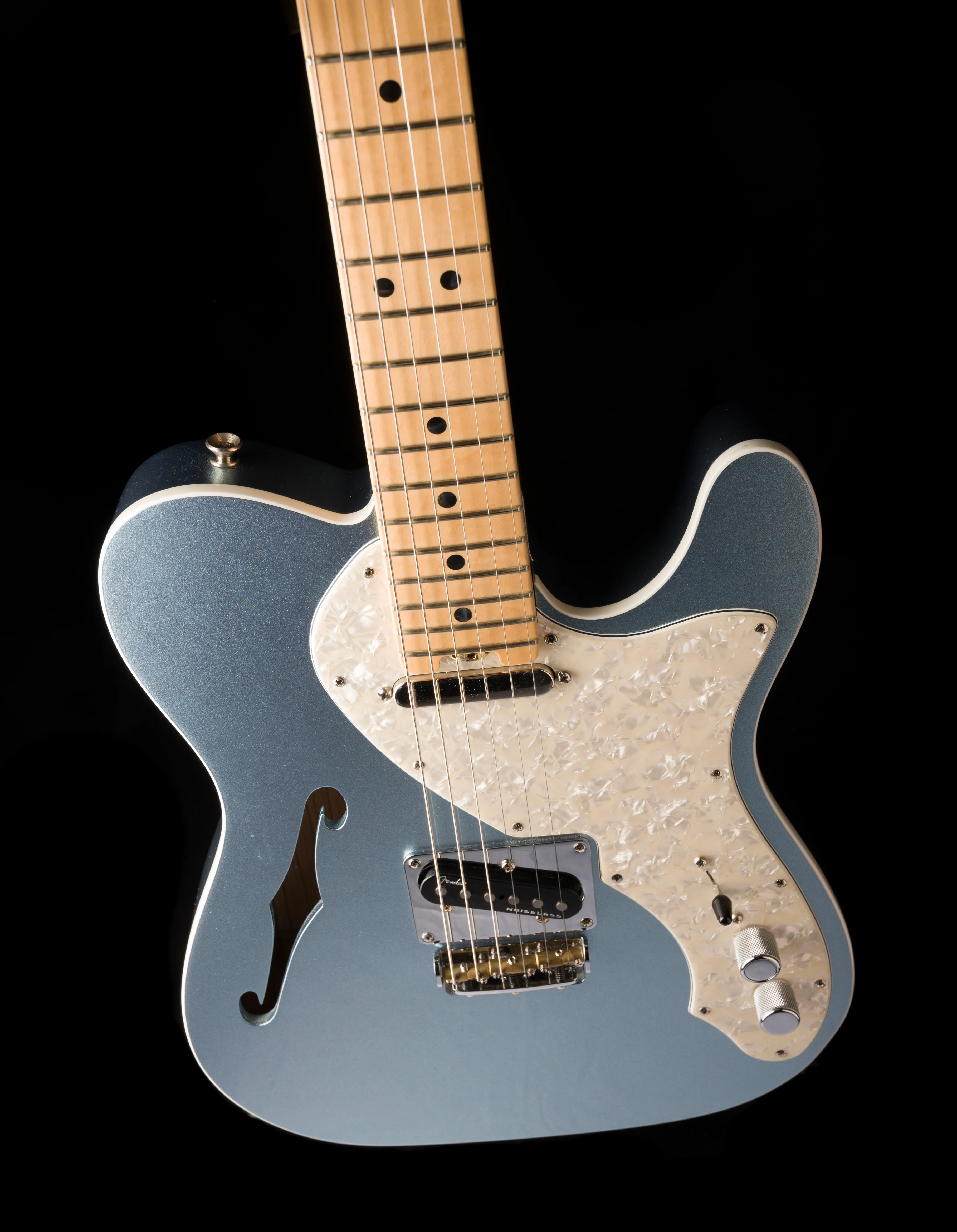 Used Fender American Elite Telecaster Thinline Mystic Blue Ice with OHSC - Image 4