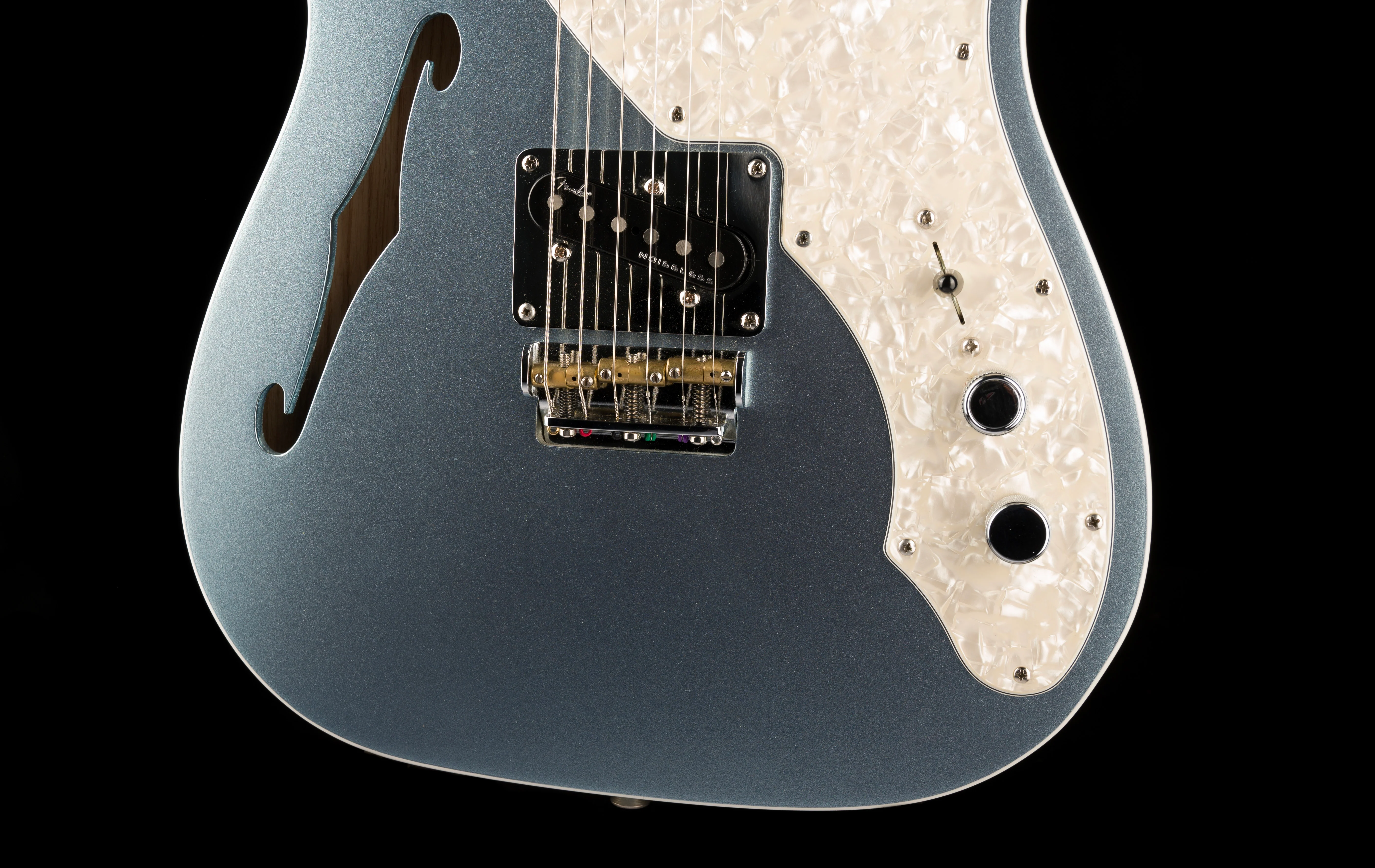 Used Fender American Elite Telecaster Thinline Mystic Blue Ice with OHSC - Image 5