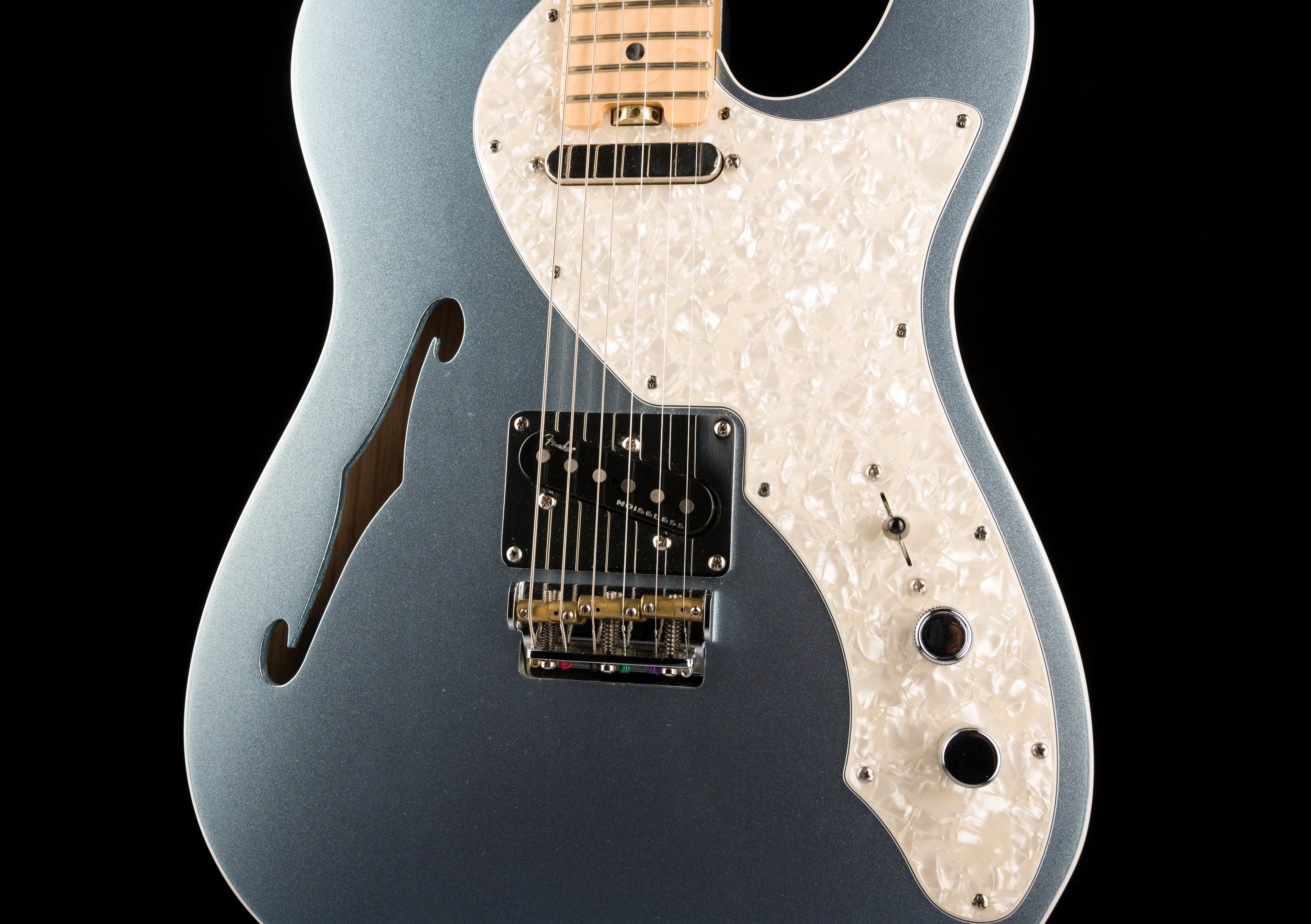 Used Fender American Elite Telecaster Thinline Mystic Blue Ice with OHSC - Image 6