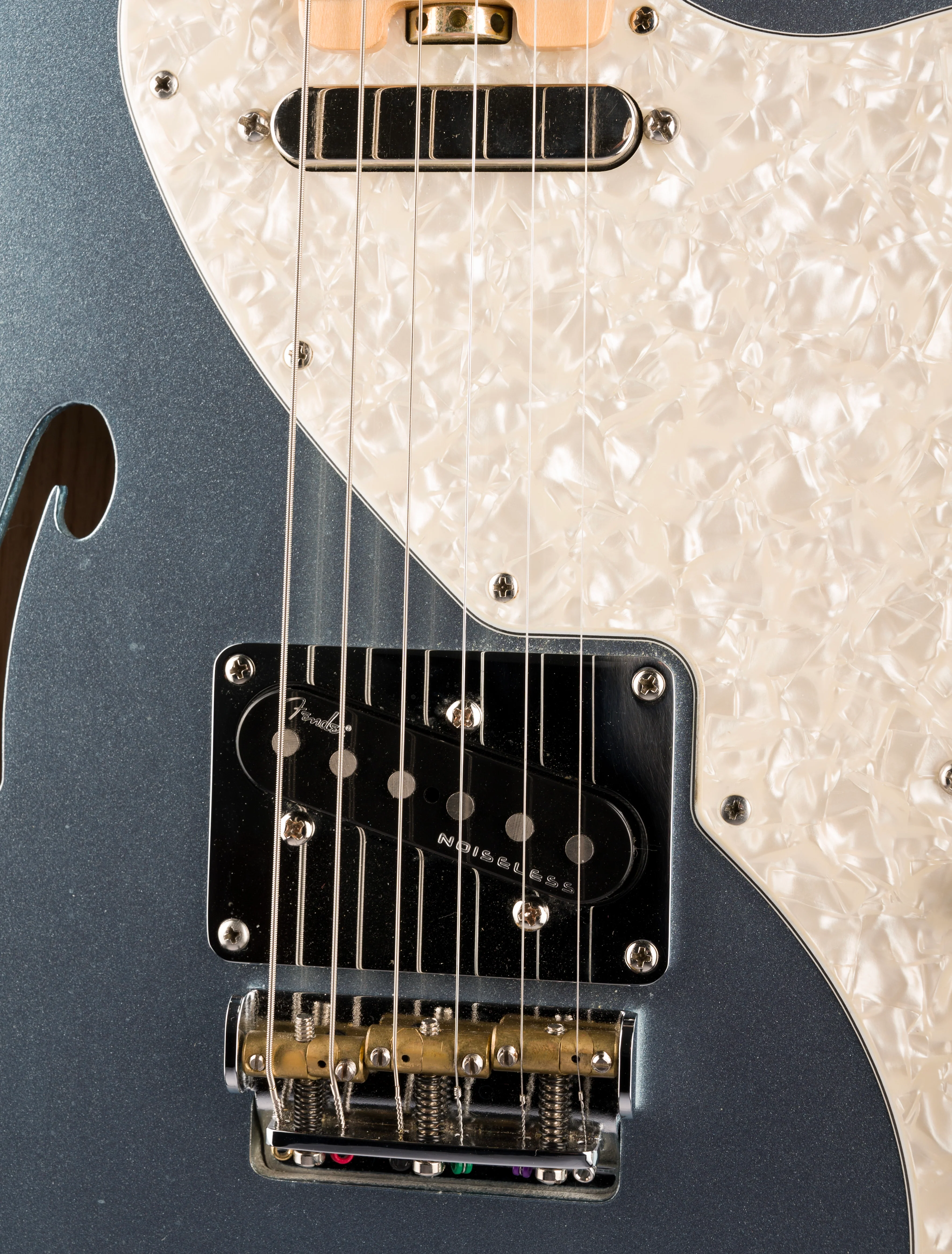 Used Fender American Elite Telecaster Thinline Mystic Blue Ice with OHSC - Image 7