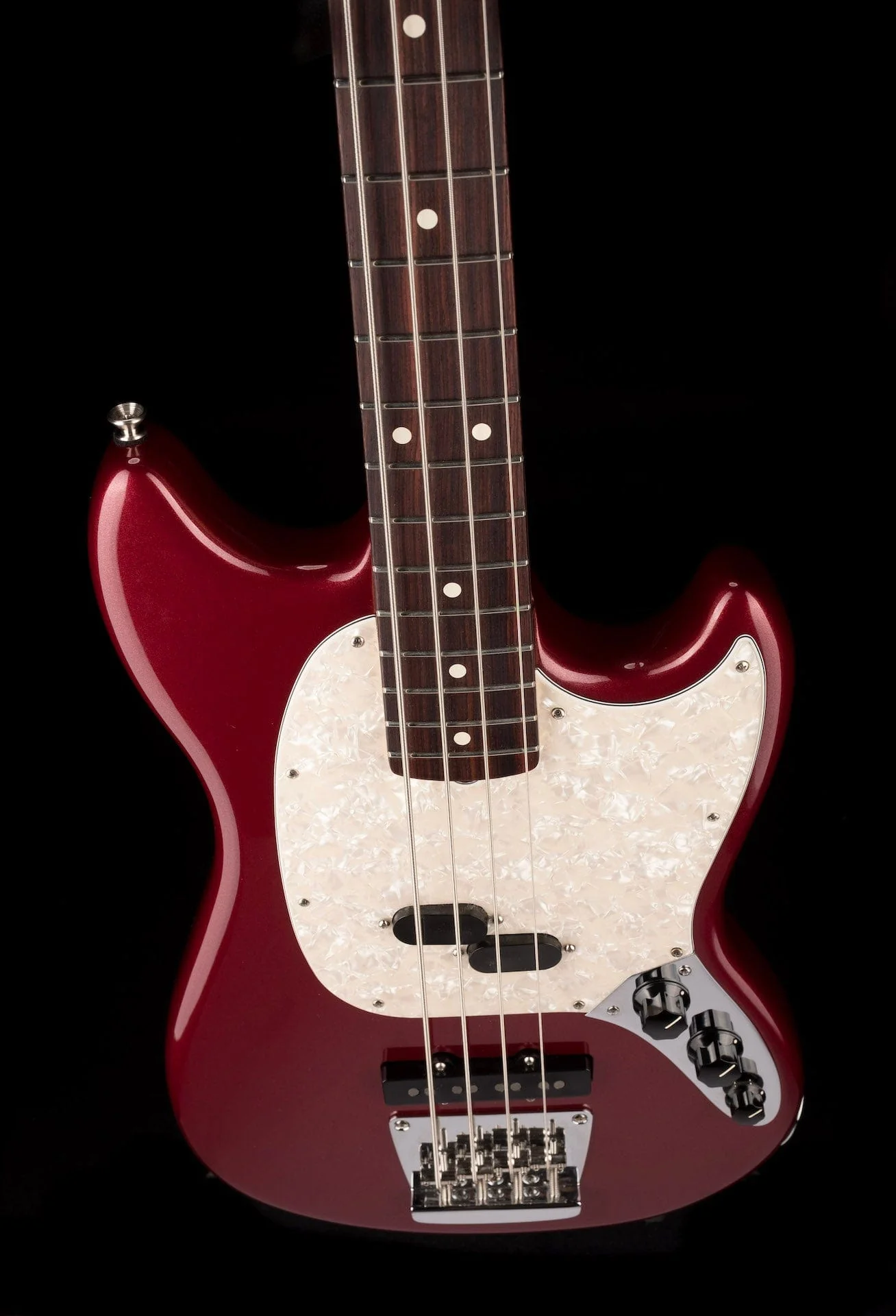 Used Fender American Performer Mustang Bass Aubergine with Gig Bag - Image 4
