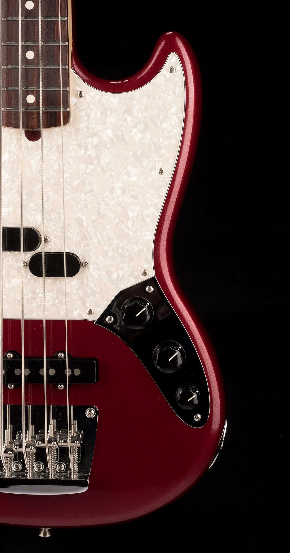 Used Fender American Performer Mustang Bass Aubergine with Gig Bag - Image 9