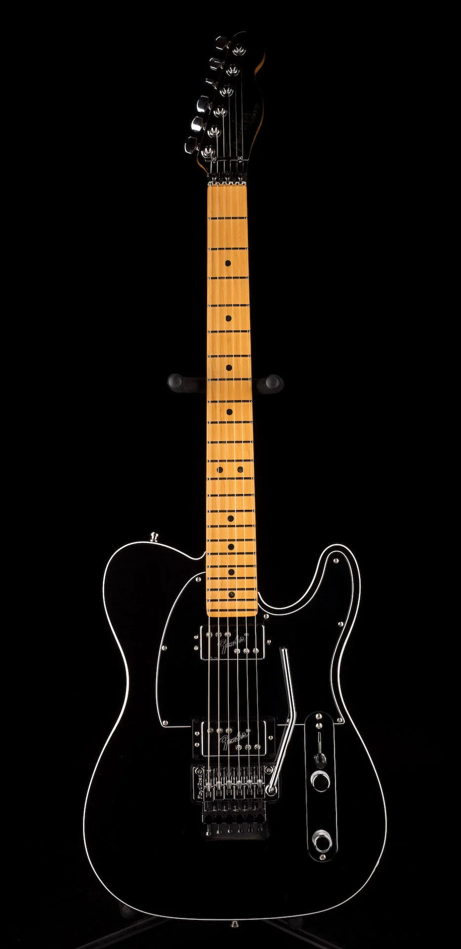 Used 2022 Fender American Ultra Luxe Telecaster Floyd Rose HH Mystic Black with OHSC - Image 2