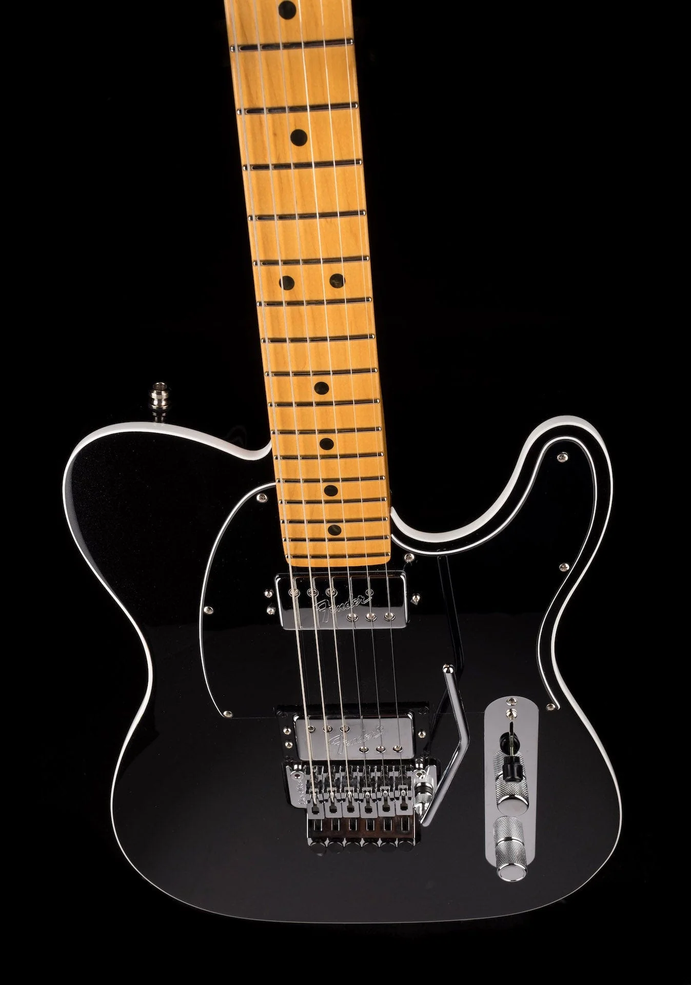 Used 2022 Fender American Ultra Luxe Telecaster Floyd Rose HH Mystic Black with OHSC - Image 4