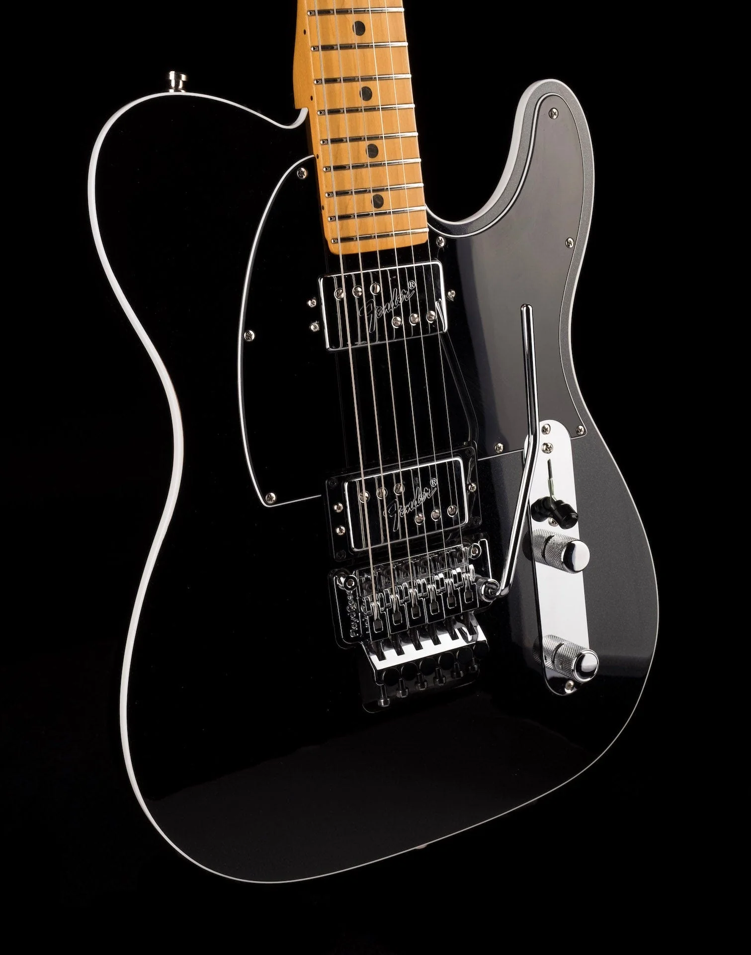 Used 2022 Fender American Ultra Luxe Telecaster Floyd Rose HH Mystic Black with OHSC - Image 9