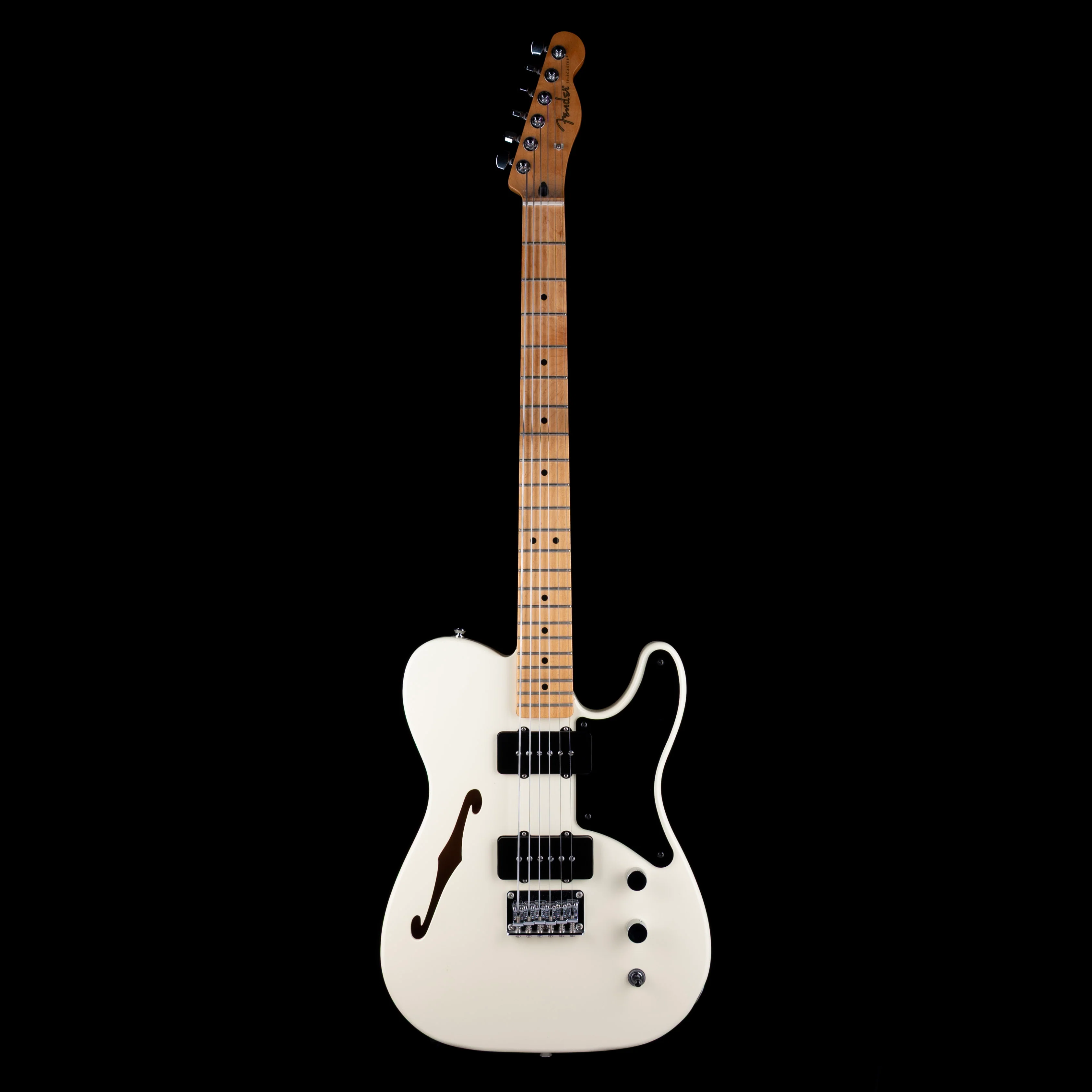 Used Fender Custom Built Sub-Sonic Cabronita Telecaster Thinline Baritone Olympic White - Image 2