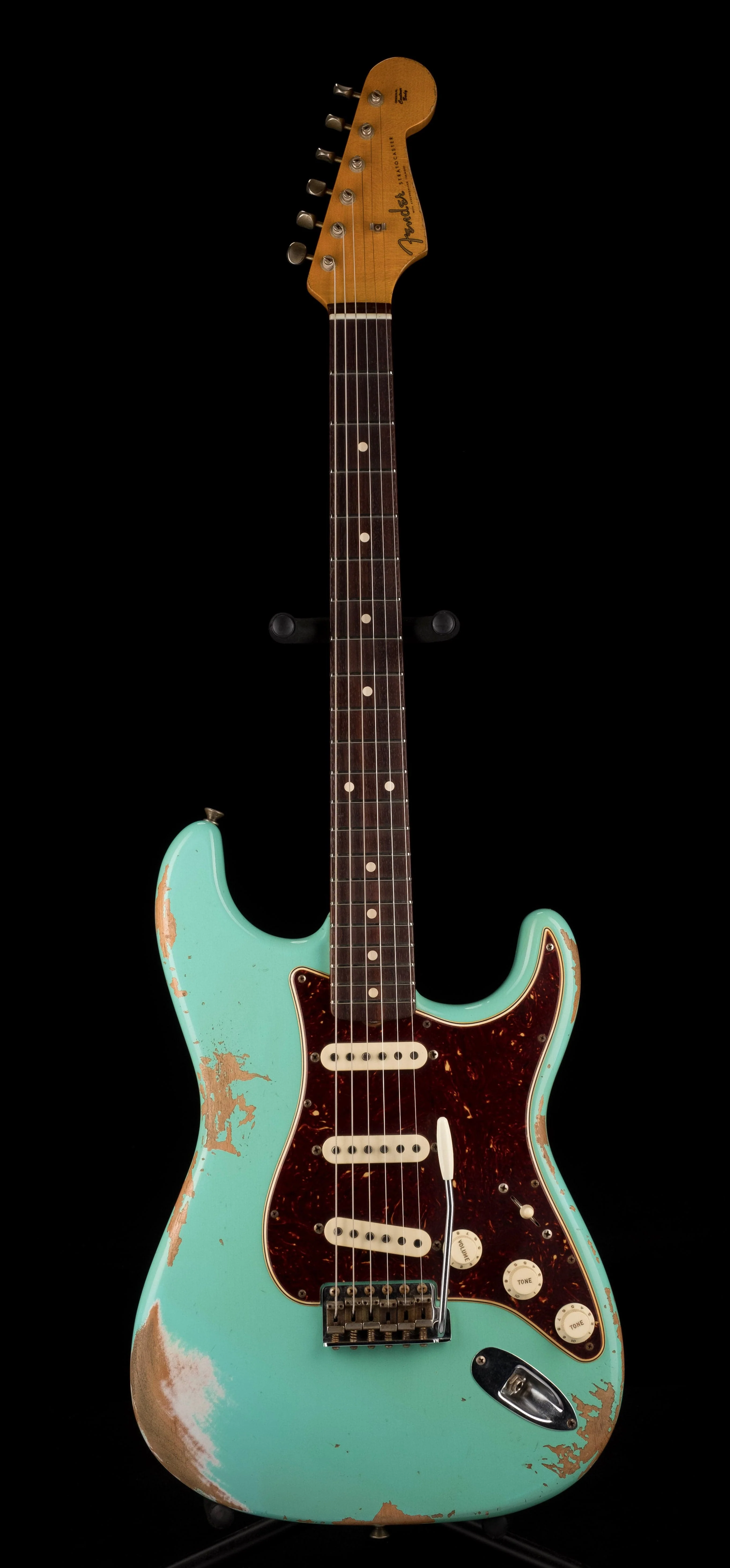 Used Fender Custom Shop 1960 Stratocaster Heavy Relic Faded Aged Foam Green with OHSC - Image 2