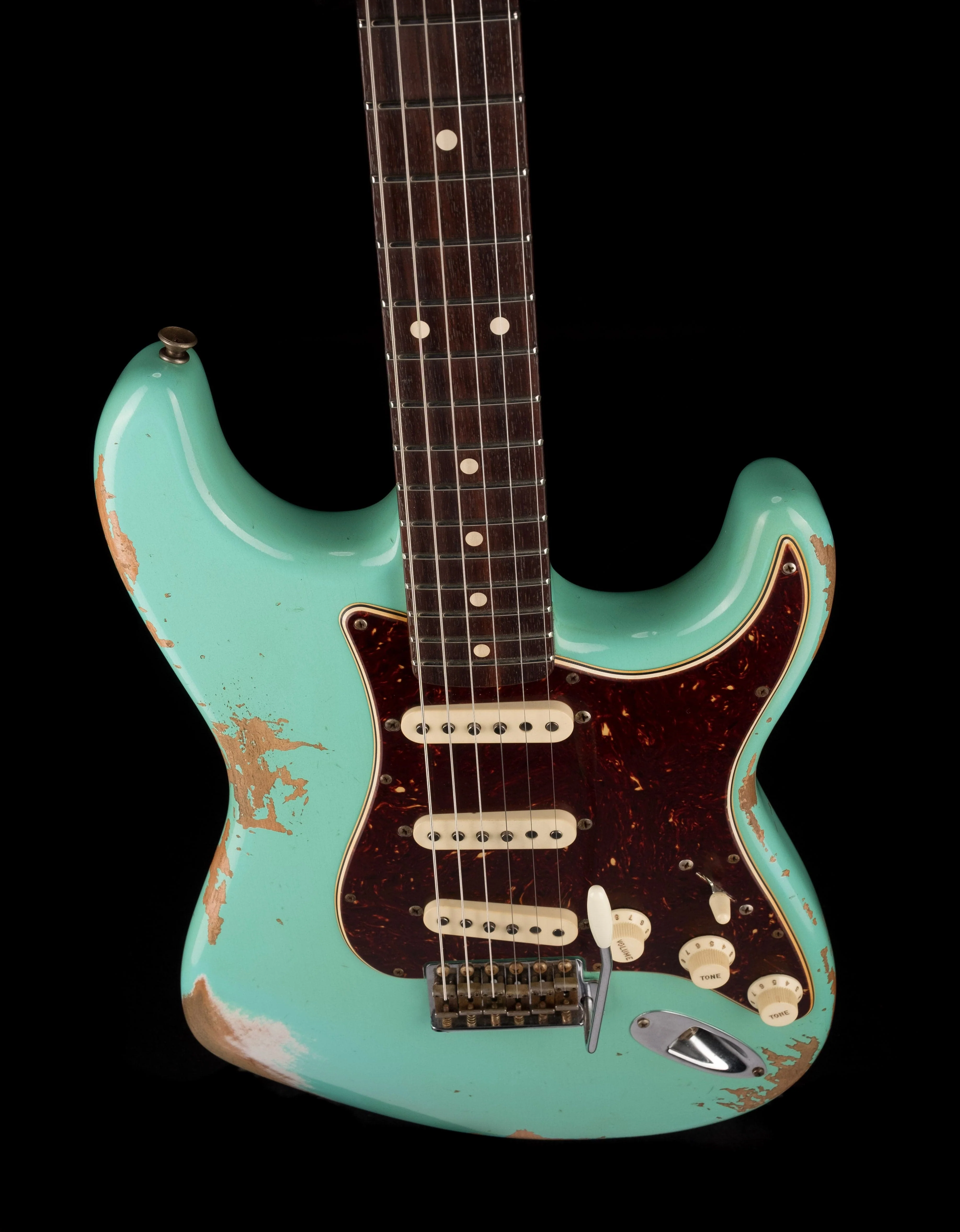 Used Fender Custom Shop 1960 Stratocaster Heavy Relic Faded Aged Foam Green with OHSC - Image 4