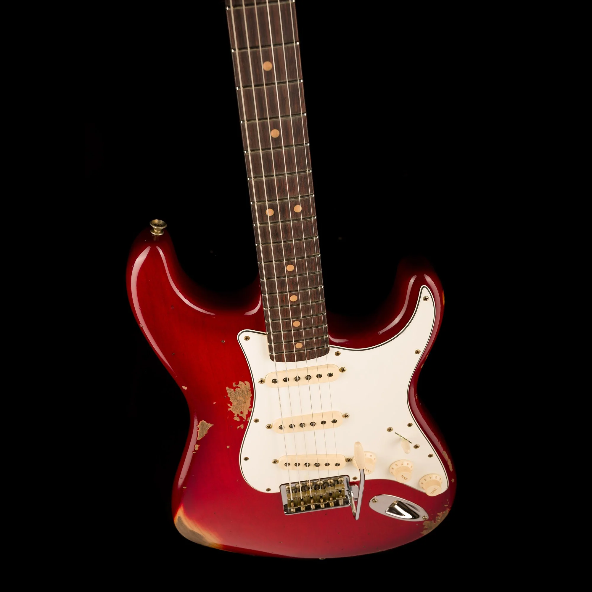 Used Fender Custom Shop 1963 Stratocaster Heavy Relic Crimson Burst - Truetone Color Set with OHSC - Image 9