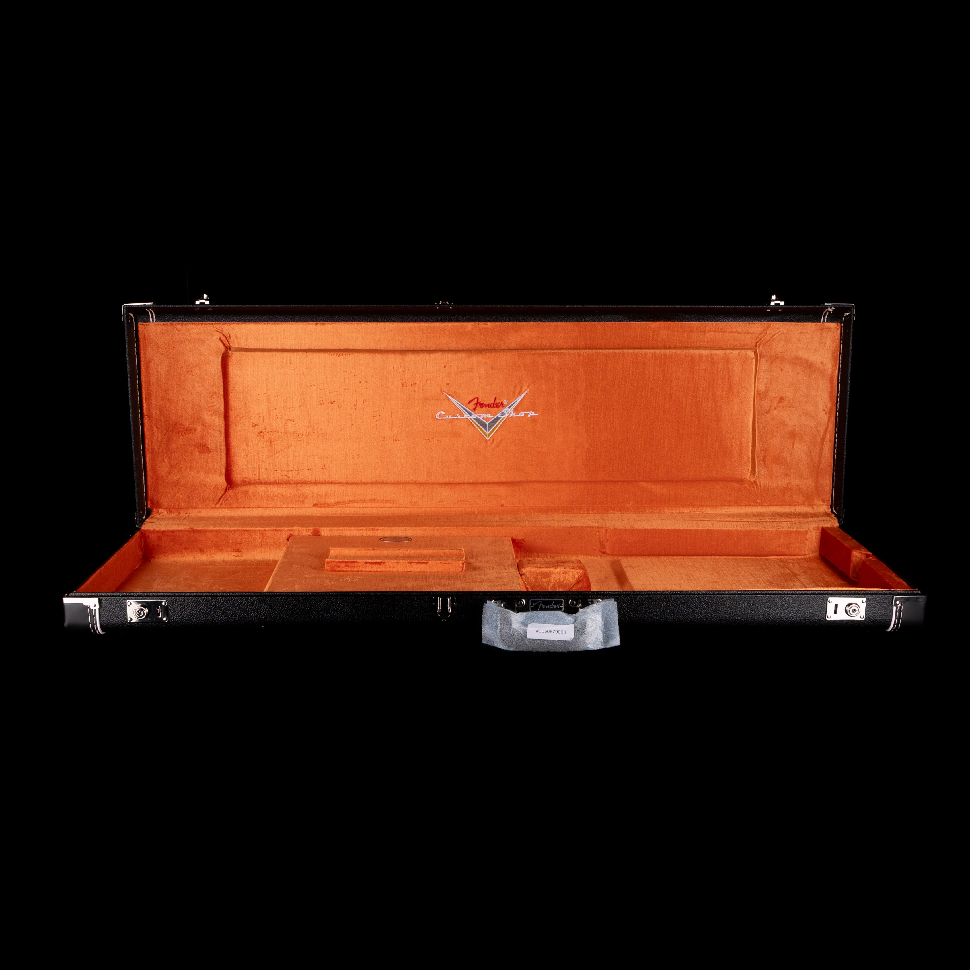Used Fender Custom Shop Deluxe Bass Case Black with Orange Interior - 2 - Image 4
