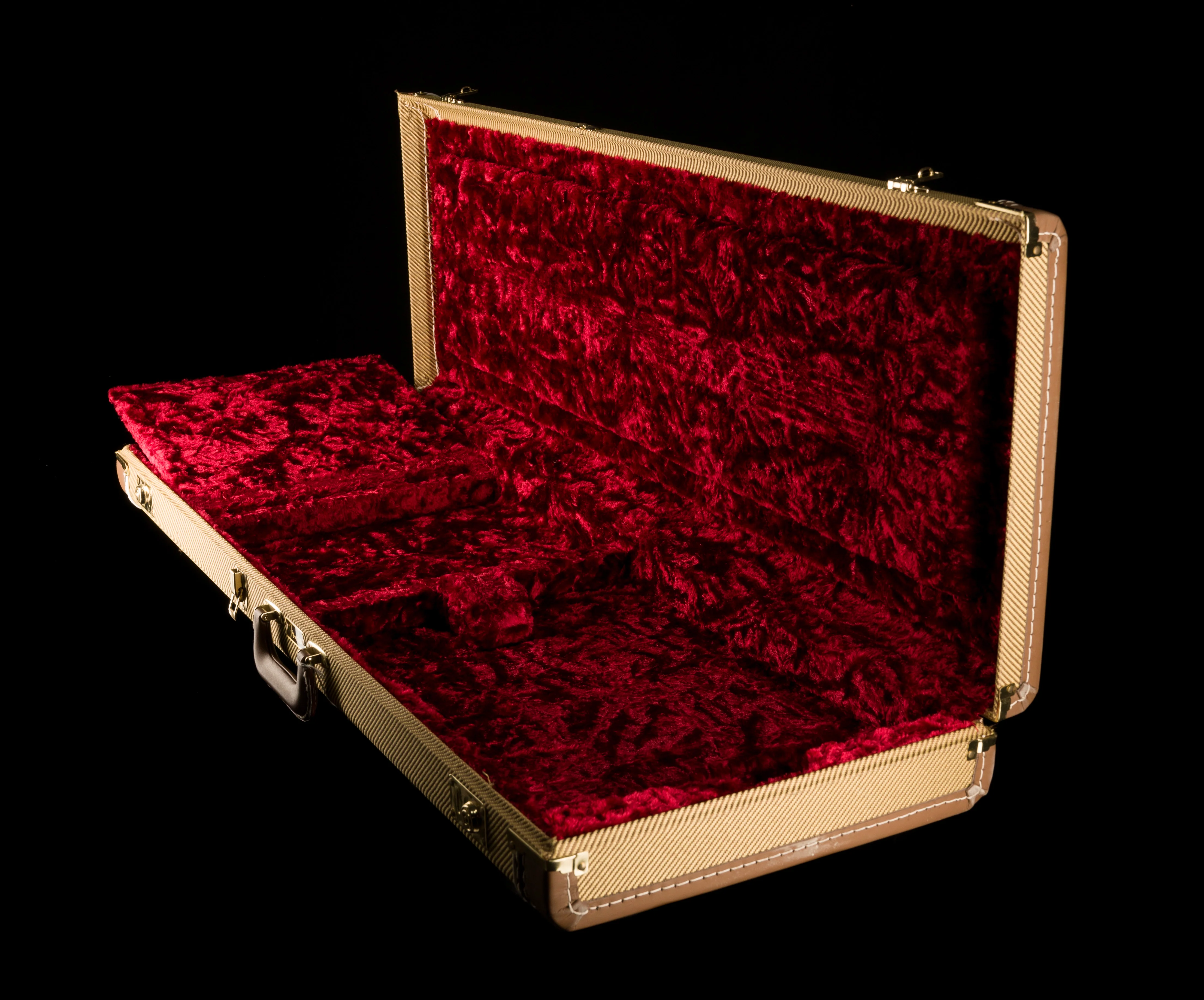 Used Fender G&G Deluxe Tweed Stratocaster Telecaster Case Red Interior - Image 2
