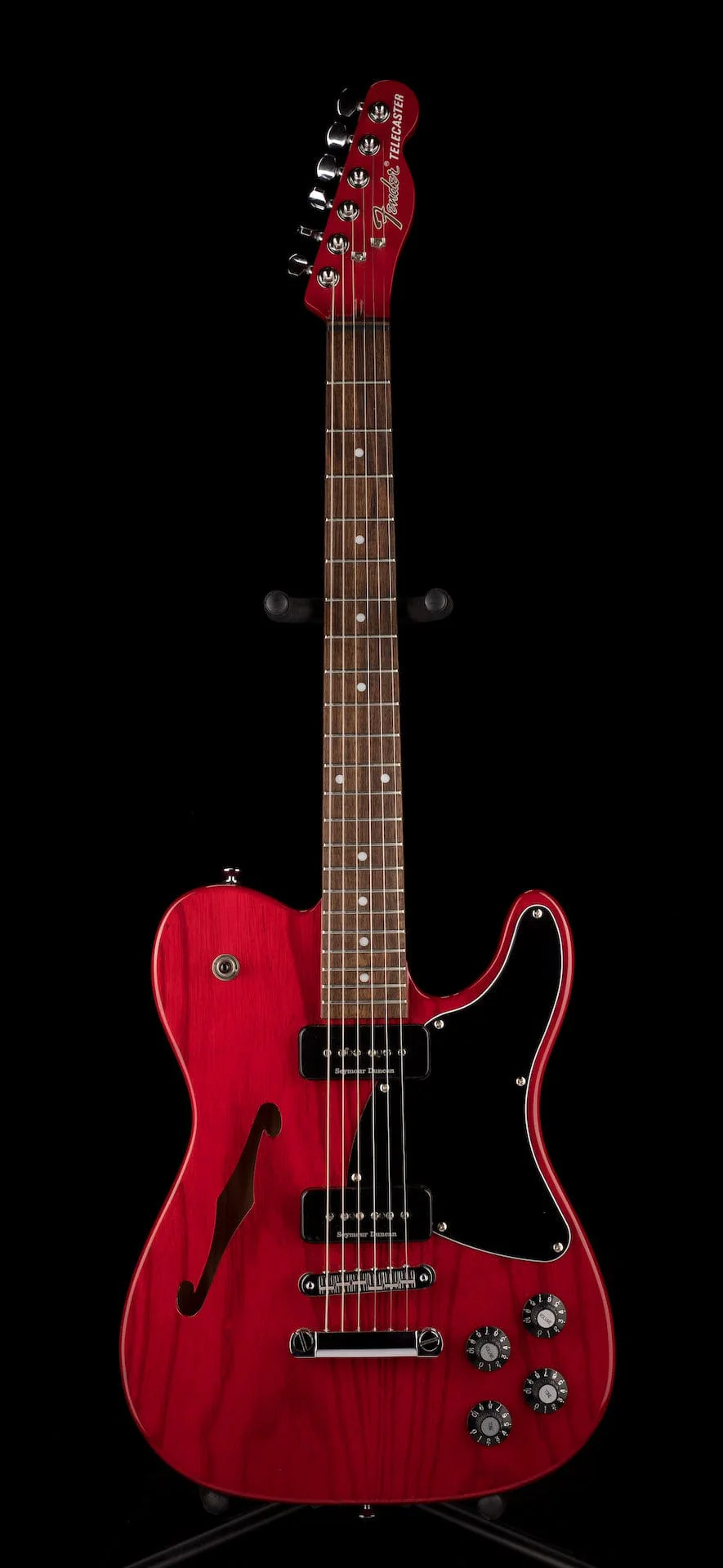 Used Fender Jim Adkins JA-90 Telecaster Thinline Crimson Red Transparent with Gig Bag - Image 2