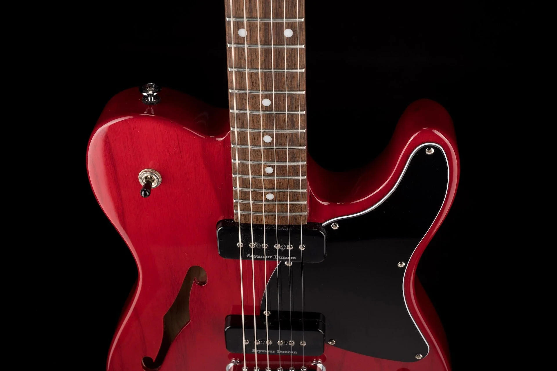 Used Fender Jim Adkins JA-90 Telecaster Thinline Crimson Red Transparent with Gig Bag - Image 3