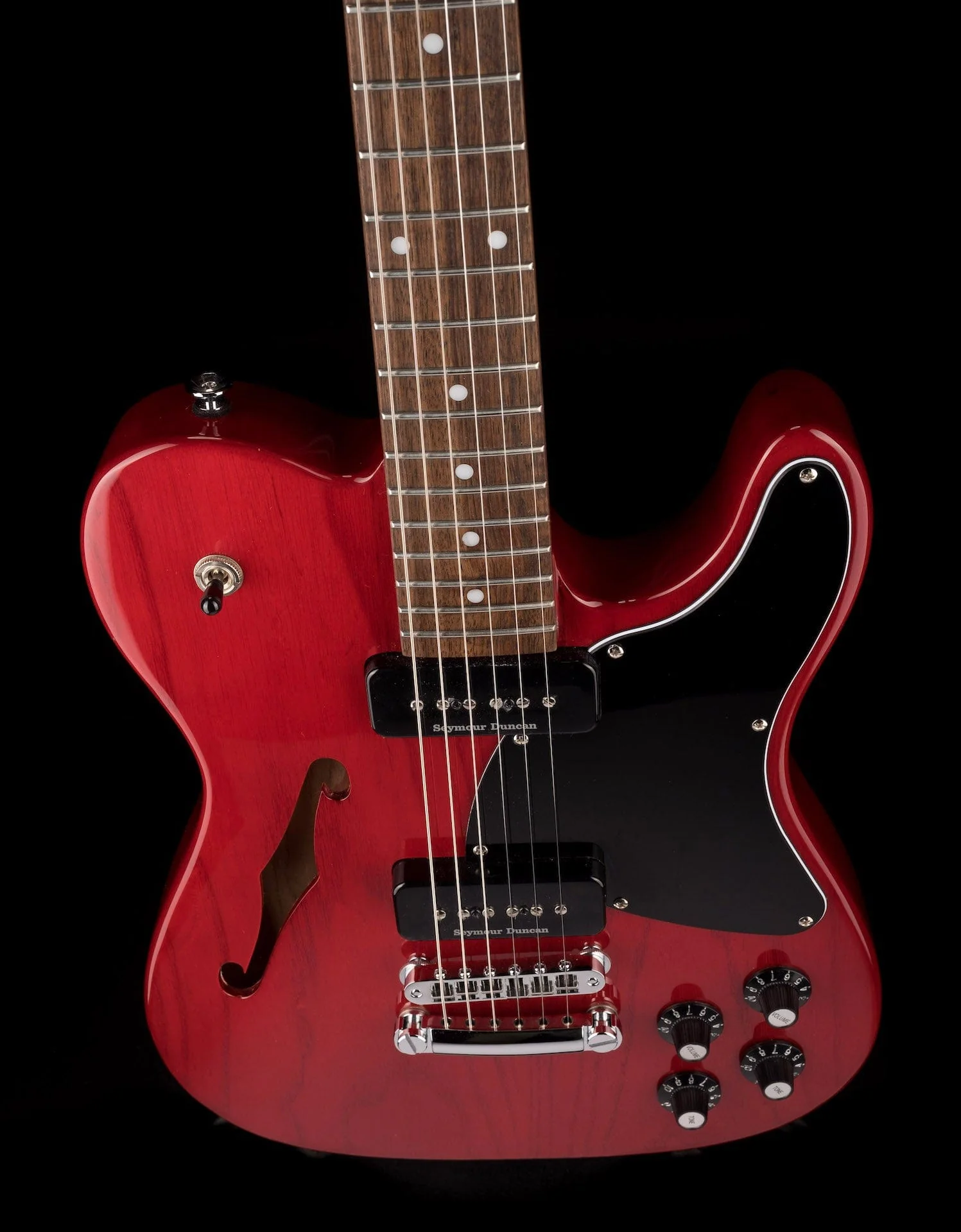 Used Fender Jim Adkins JA-90 Telecaster Thinline Crimson Red Transparent with Gig Bag - Image 4