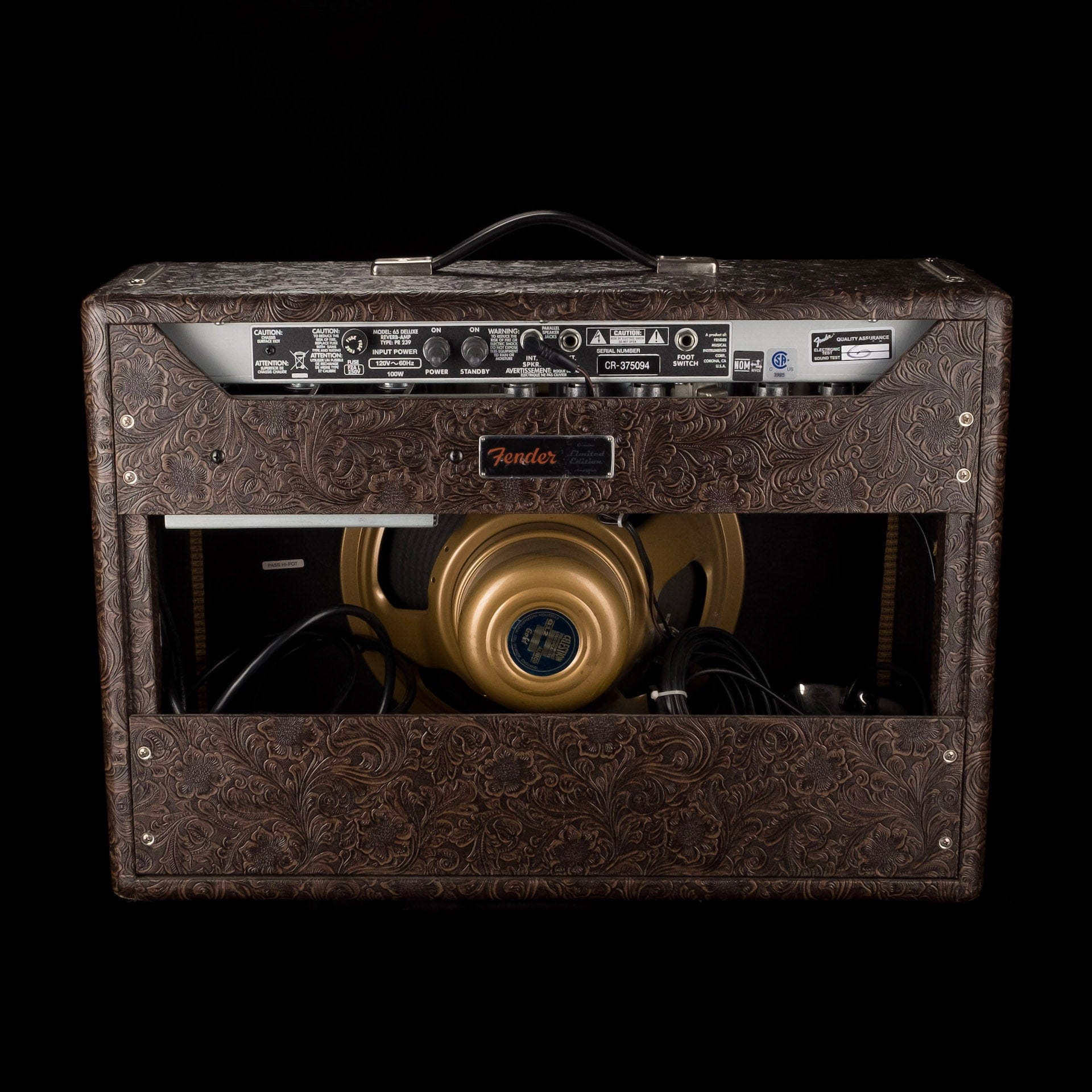 Used Fender Limited Edition '65 Deluxe Reverb Western Wheat Guitar Amp Combo - Image 9