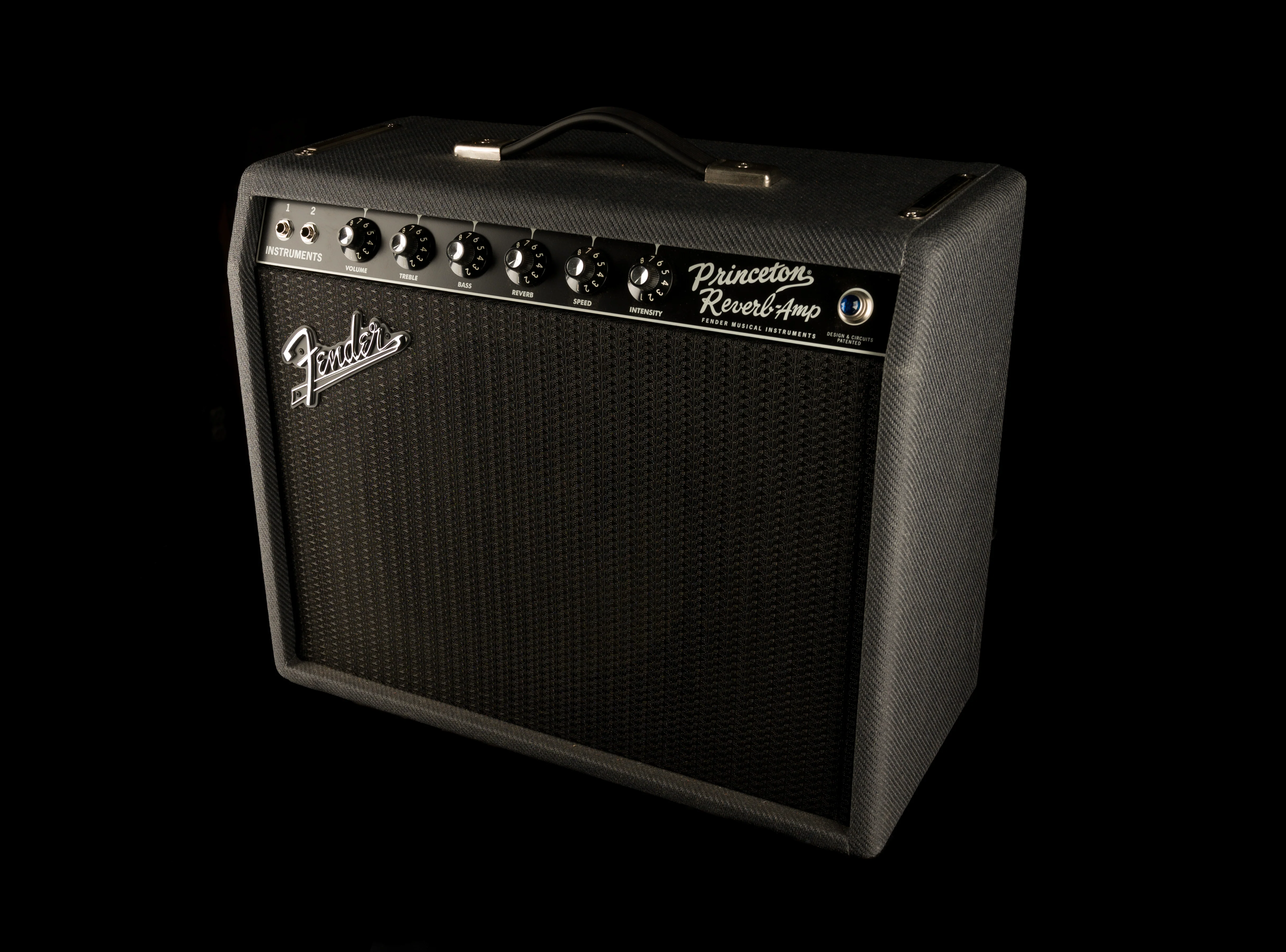 Used Fender Limited Edition '68 Princeton Black Lacquered Tweed Guitar Amp Combo With Cover And Footswitch - Image 2
