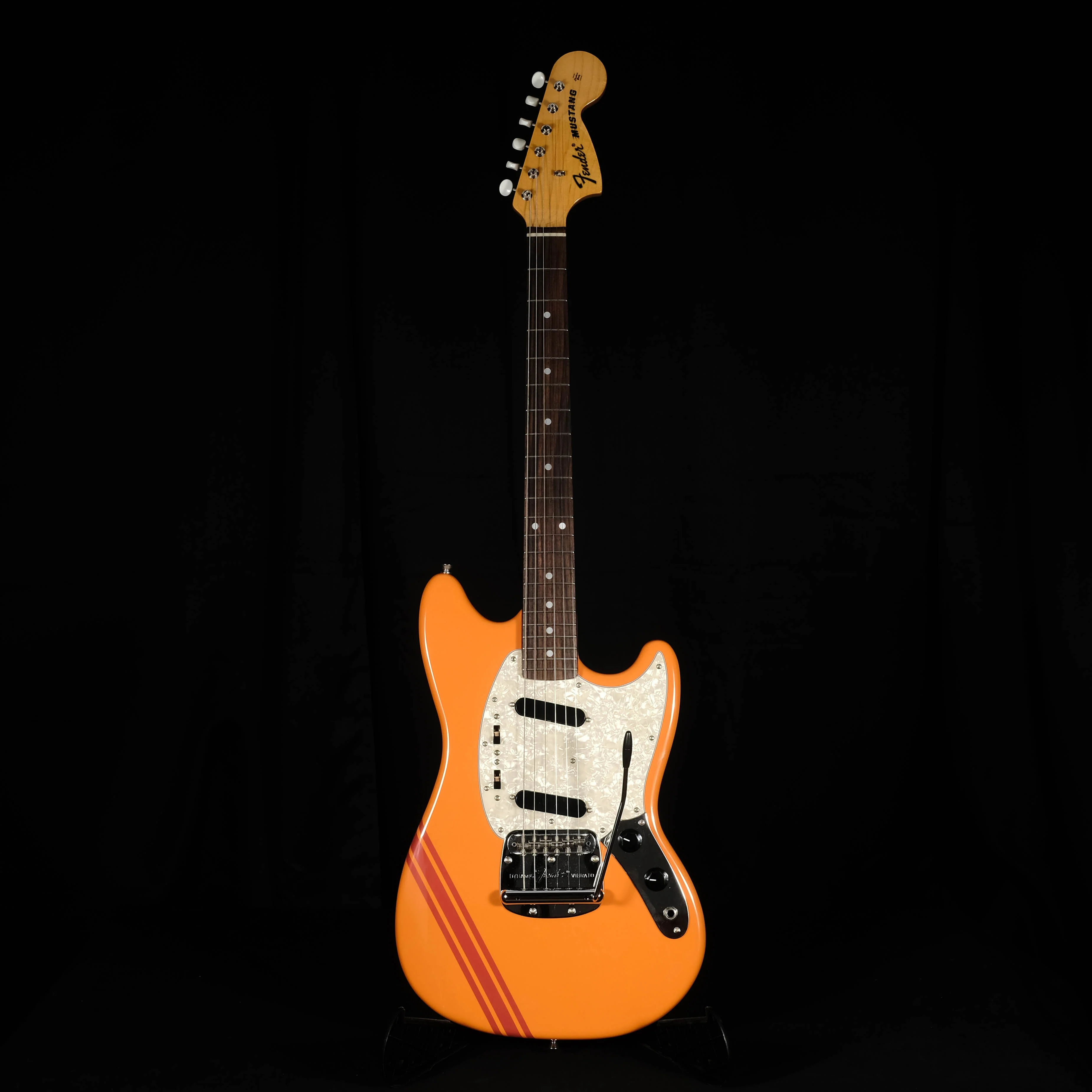 Used '94 Fender Japan Mustang Competition Stripe Orange Guitar With Bag MIJ - Image 2
