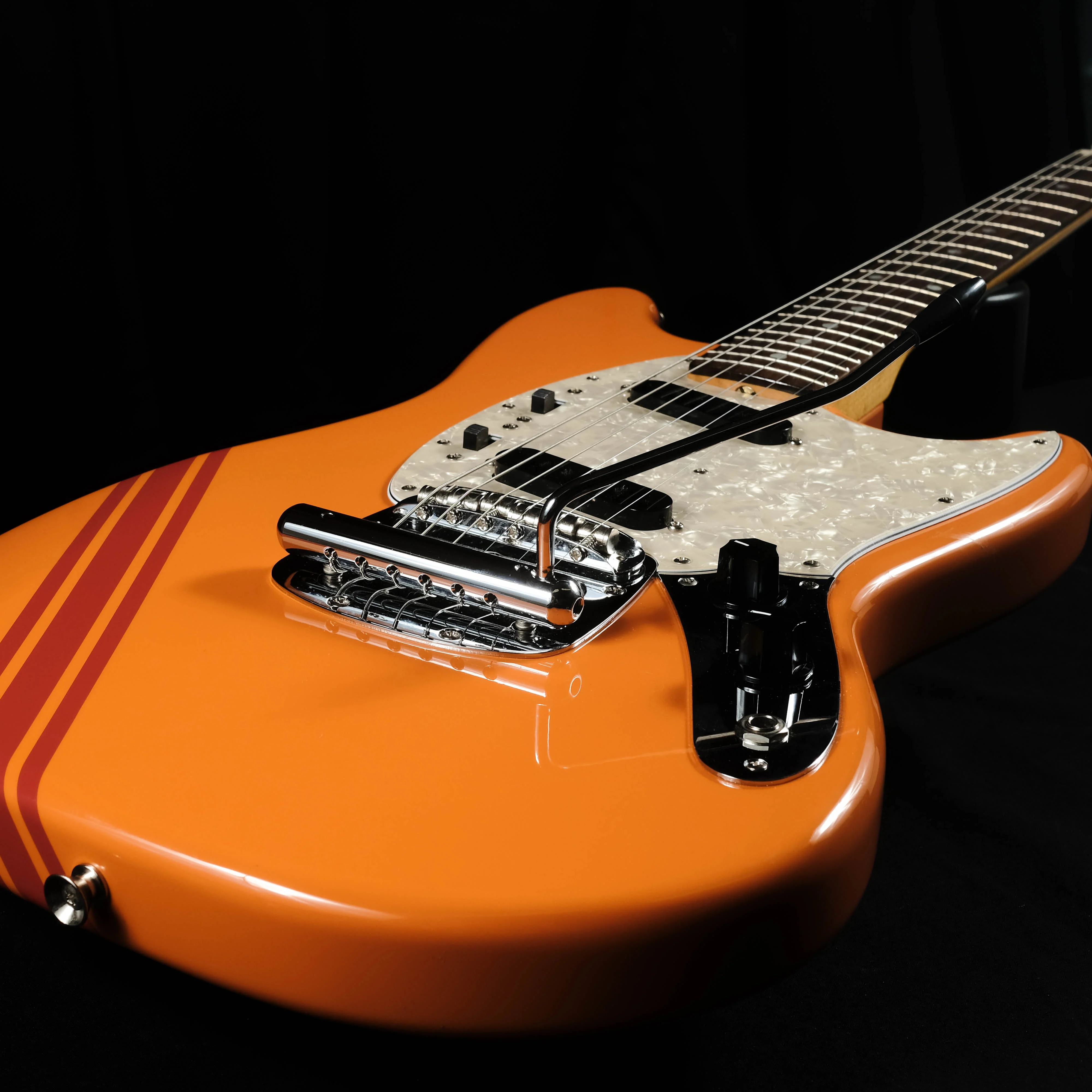 Used '94 Fender Japan Mustang Competition Stripe Orange Guitar With Bag MIJ - Image 4