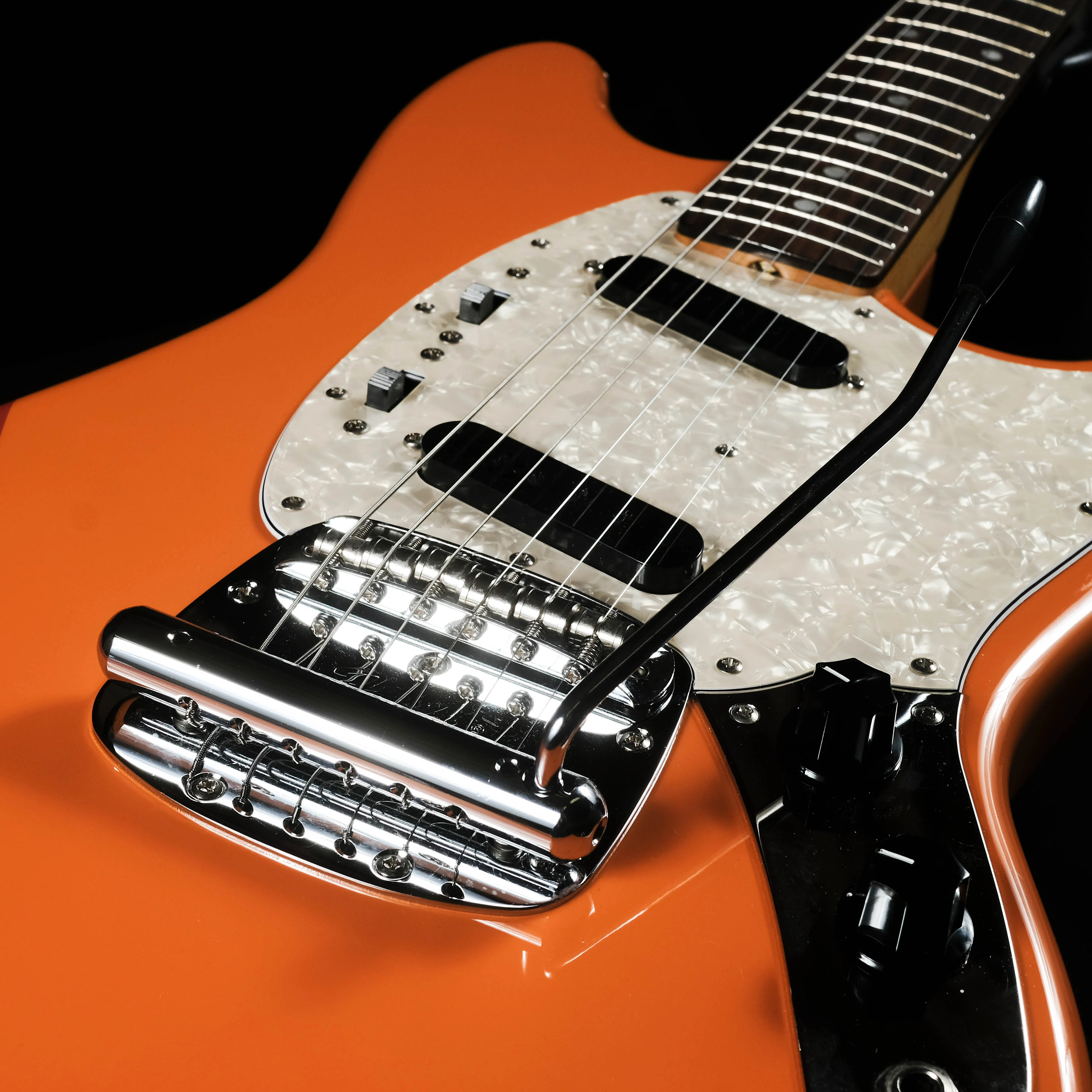 Used '94 Fender Japan Mustang Competition Stripe Orange Guitar With Bag MIJ - Image 6