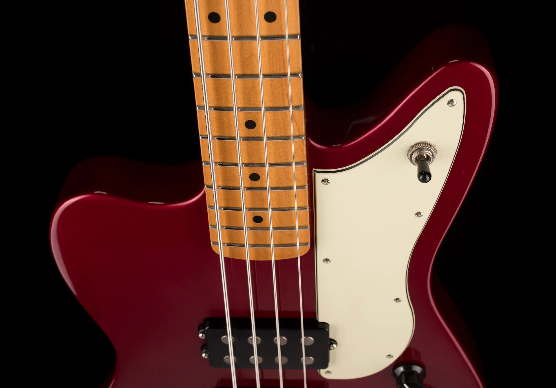Used 2012 Fender Pawn Shop Reverse Jaguar Bass Candy Apple Red - Image 3