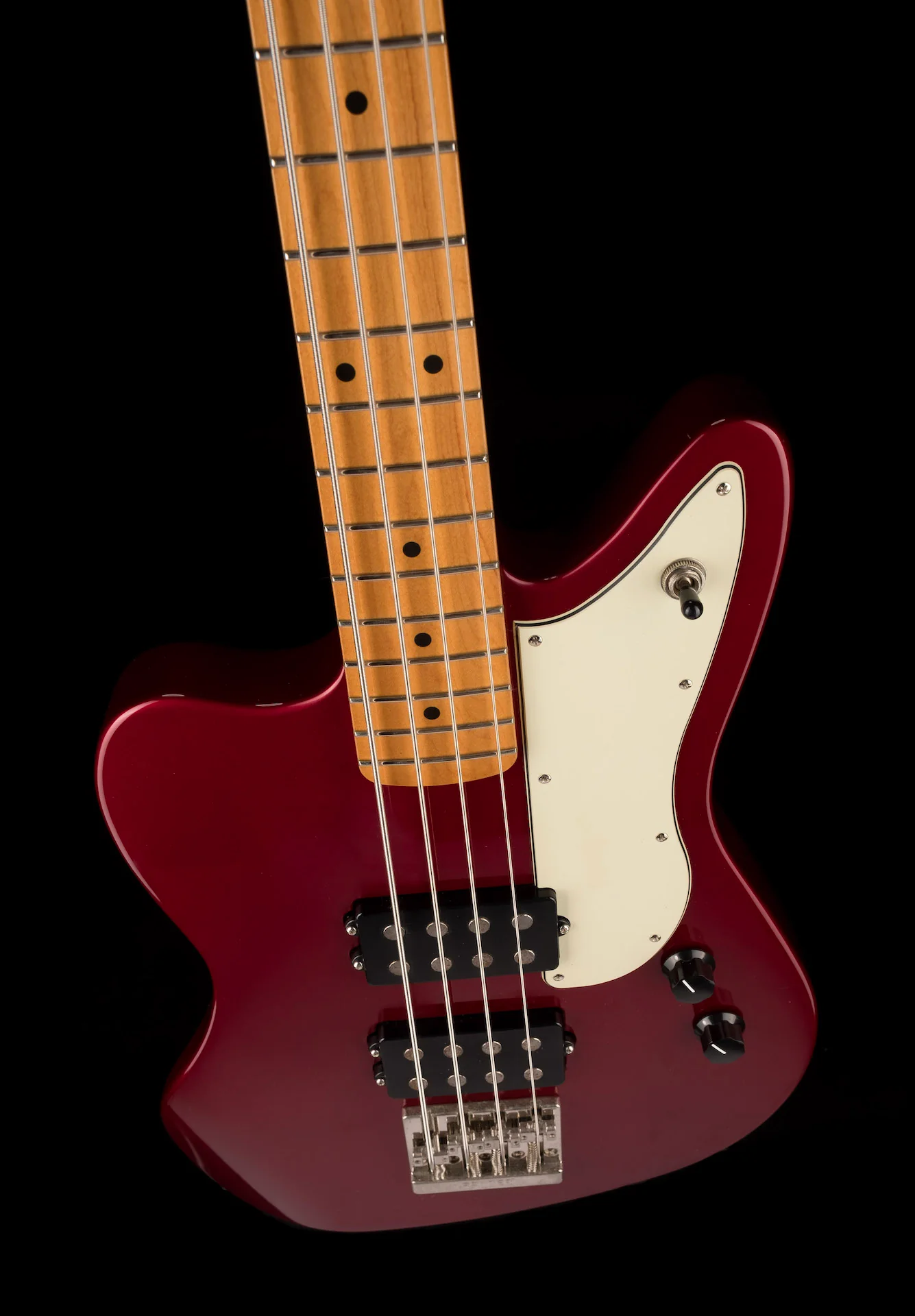 Used 2012 Fender Pawn Shop Reverse Jaguar Bass Candy Apple Red - Image 4