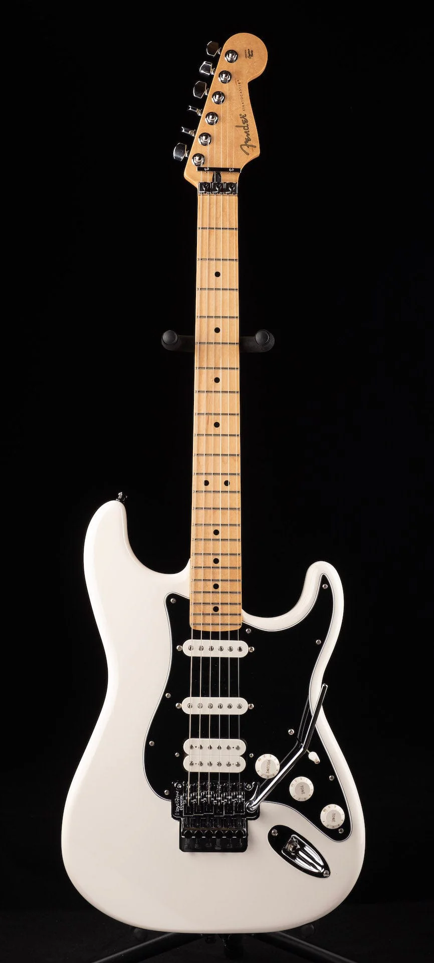 Used 2018 Fender Player Stratocaster HSS Floyd Rose Polar White w Hardshell Case - Image 2