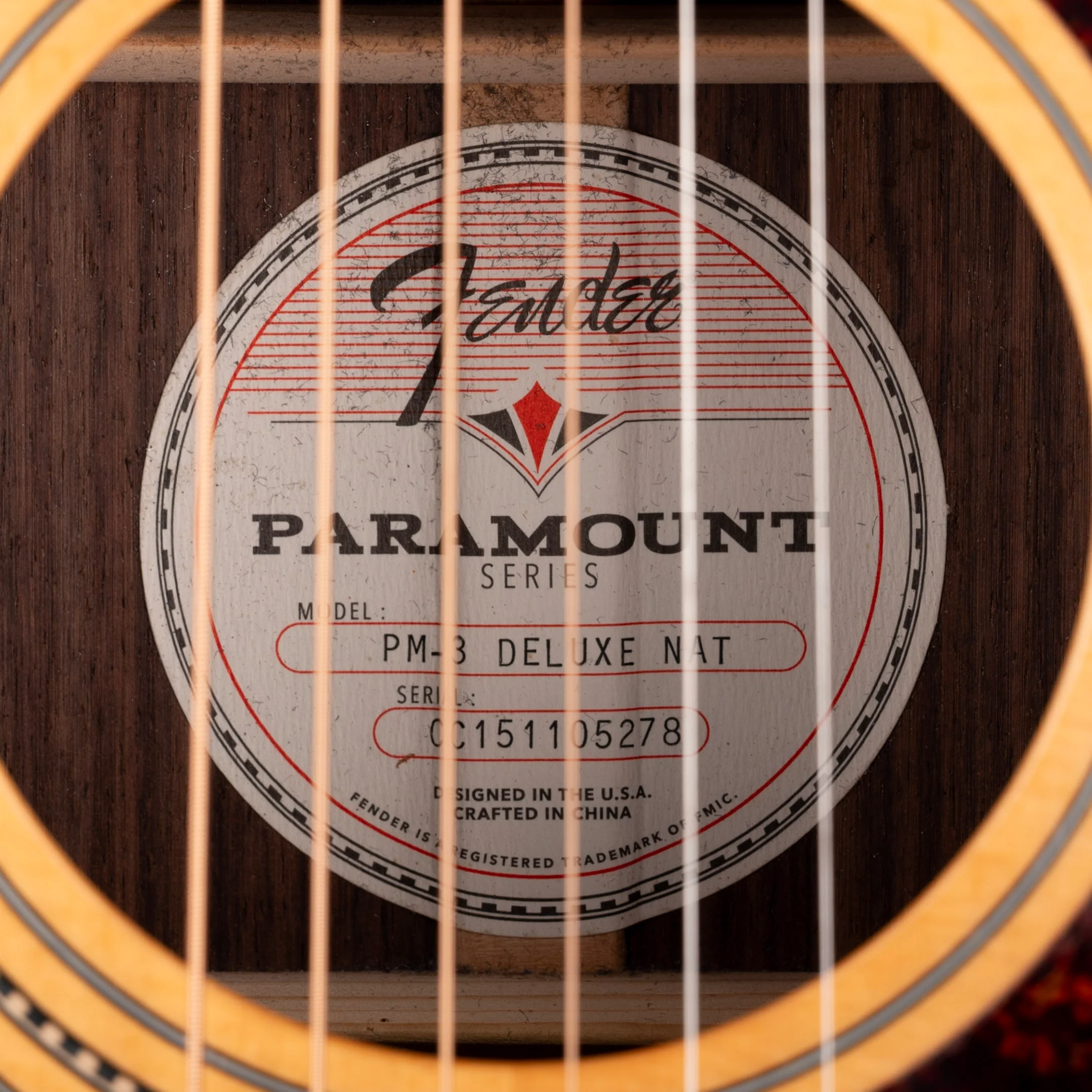 Used Fender Paramount PM-3 Deluxe Acoustic Electric Natural With Gig Bag - Image 8