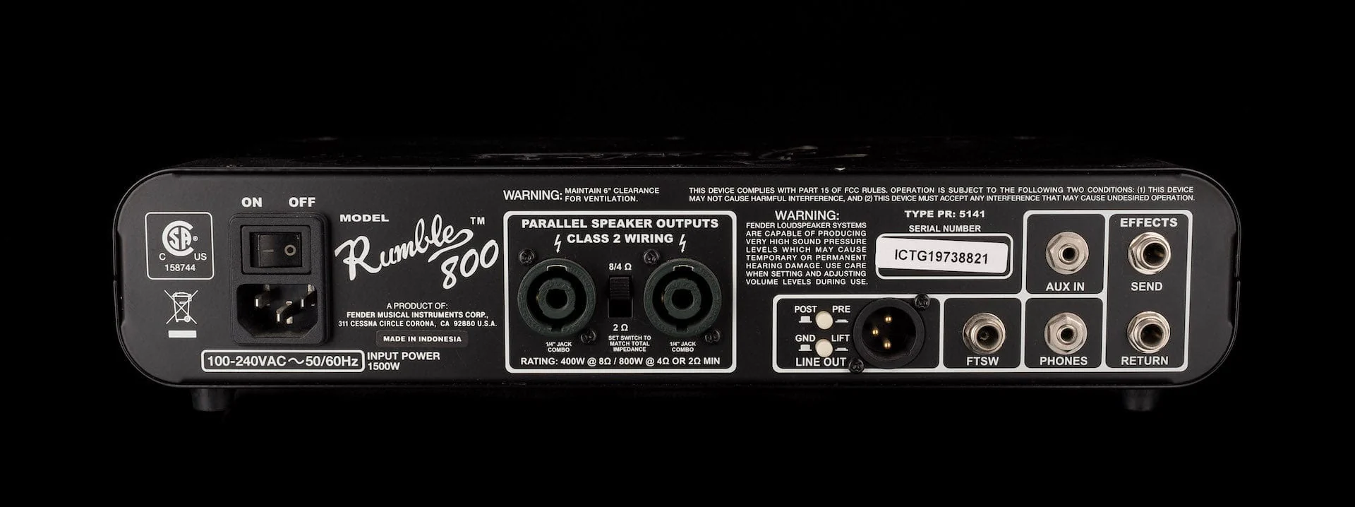 Used Fender Rumble 800 Bass Amp Head - Image 5